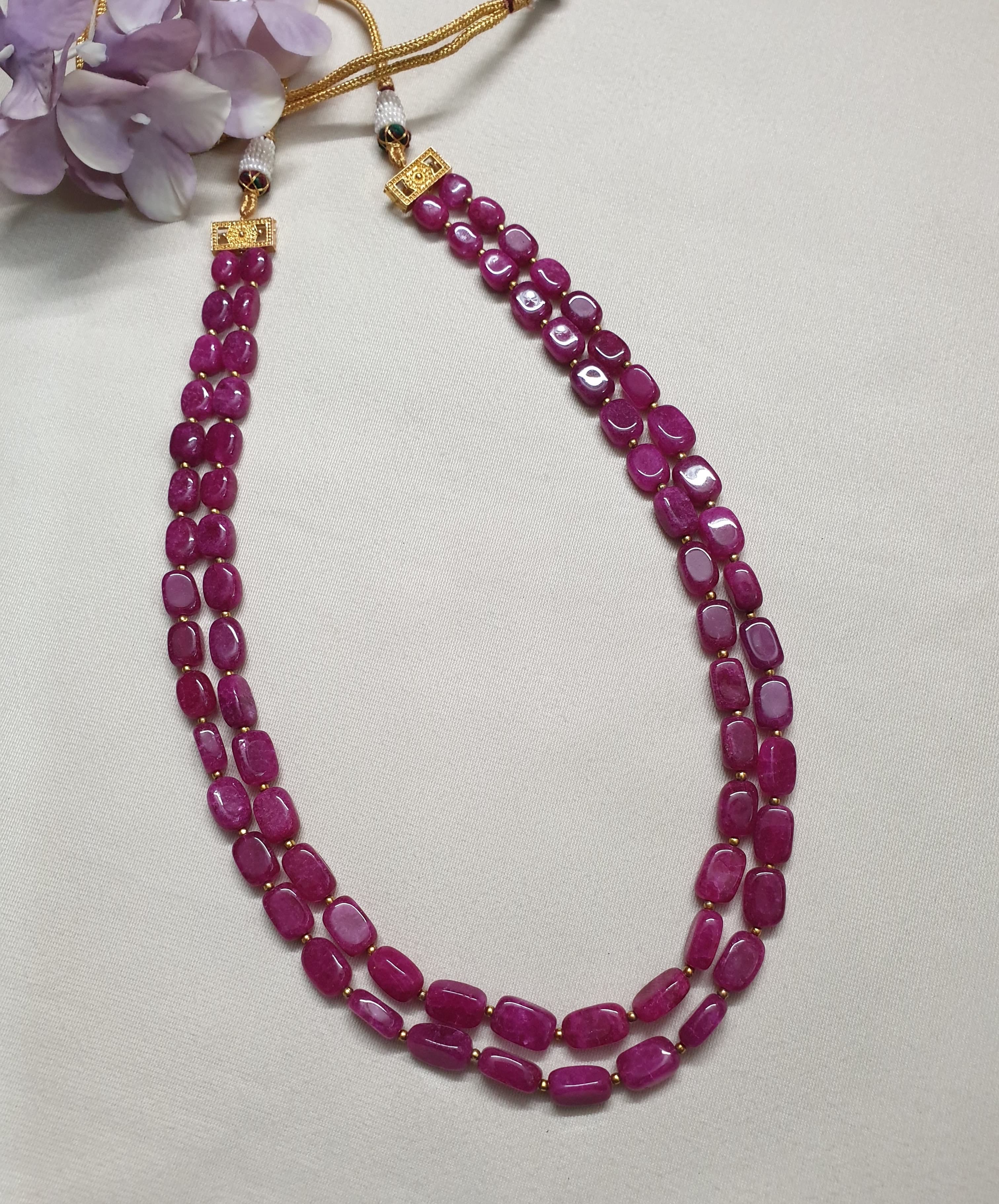 Hot Pink Double Layered Beaded Necklace