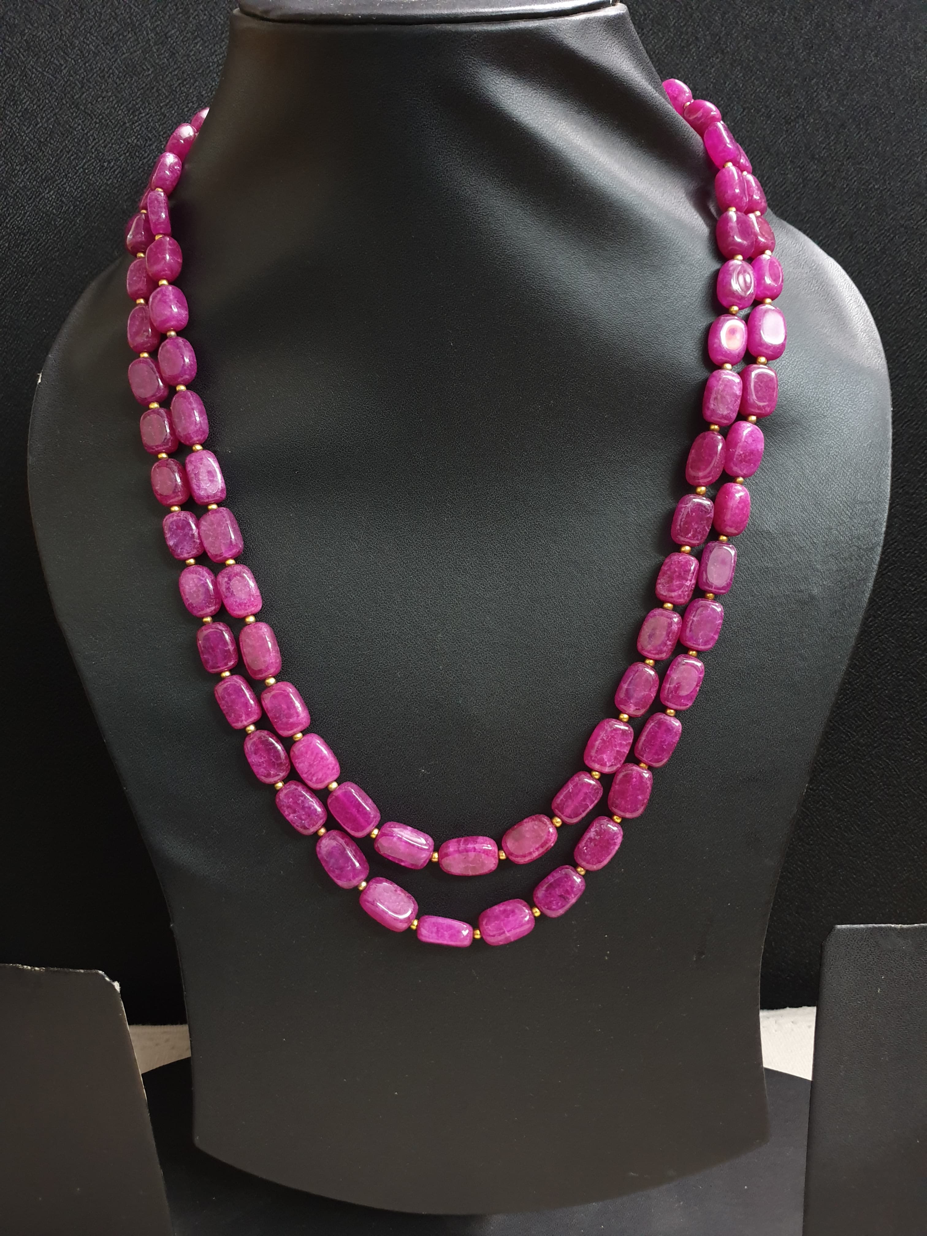 Hot Pink Double Layered Beaded Necklace