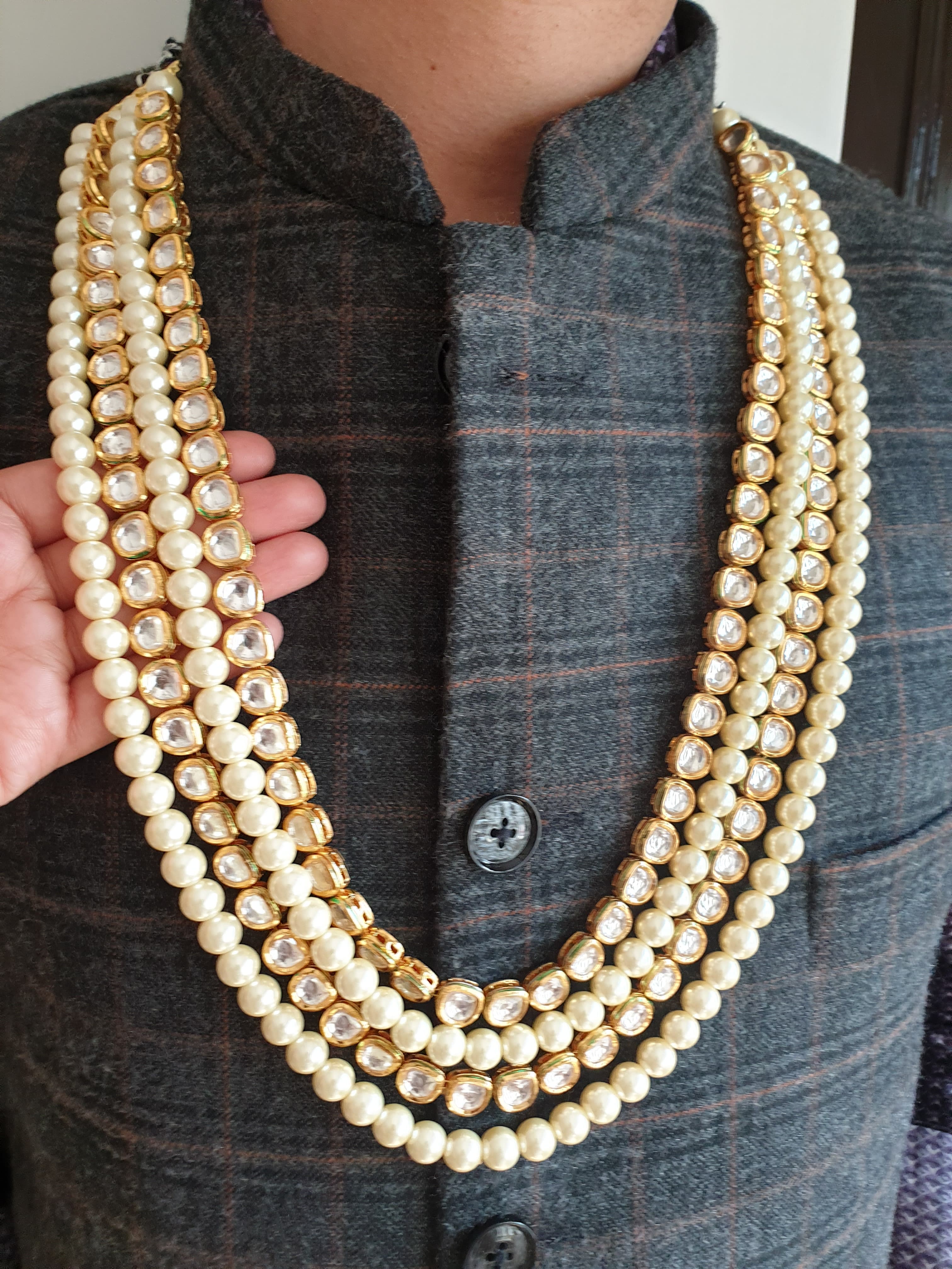 Four Layered Kundan Pearl Groom Necklace