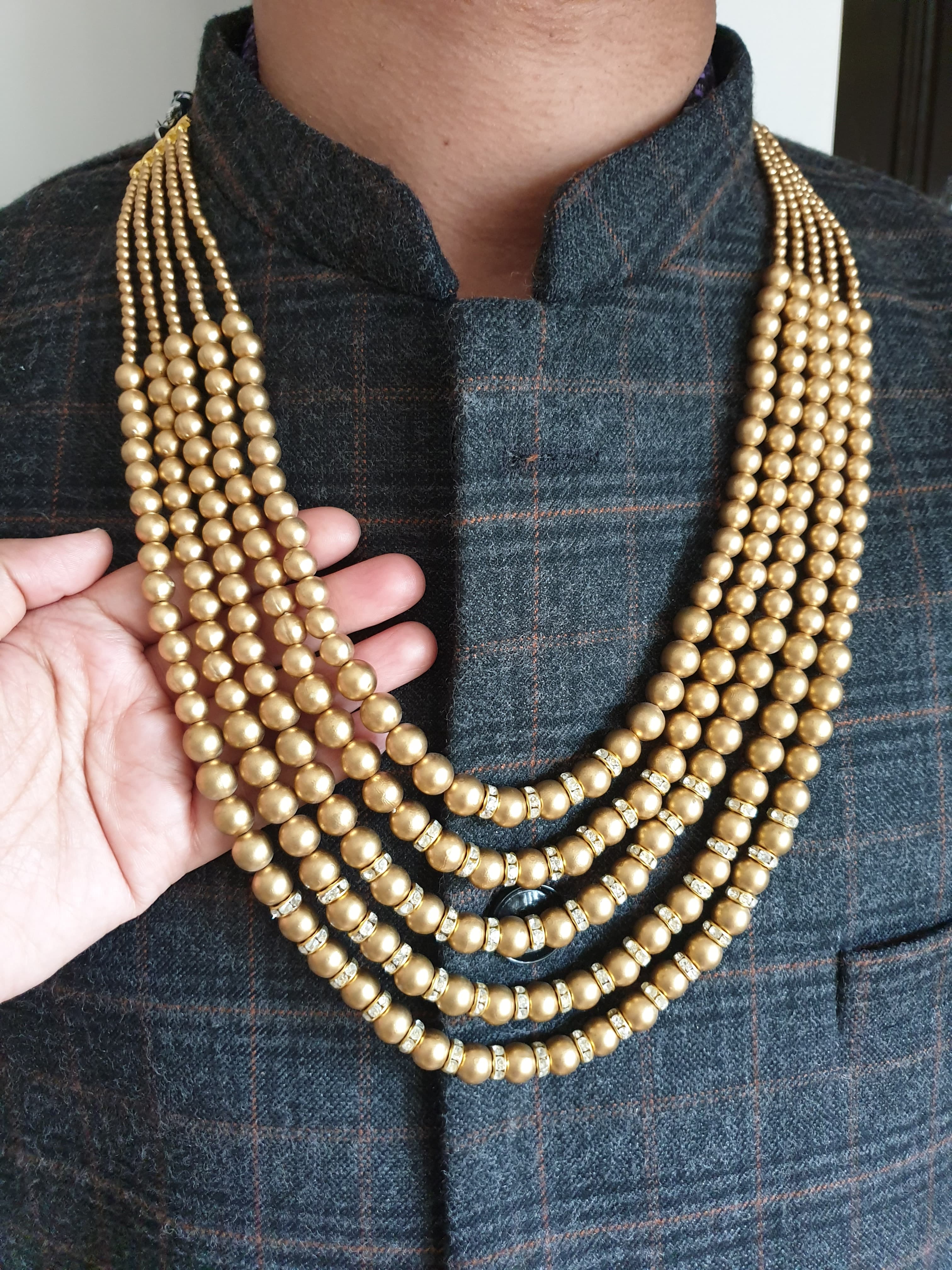 Five Layered Light Weight Golden Groom Necklace