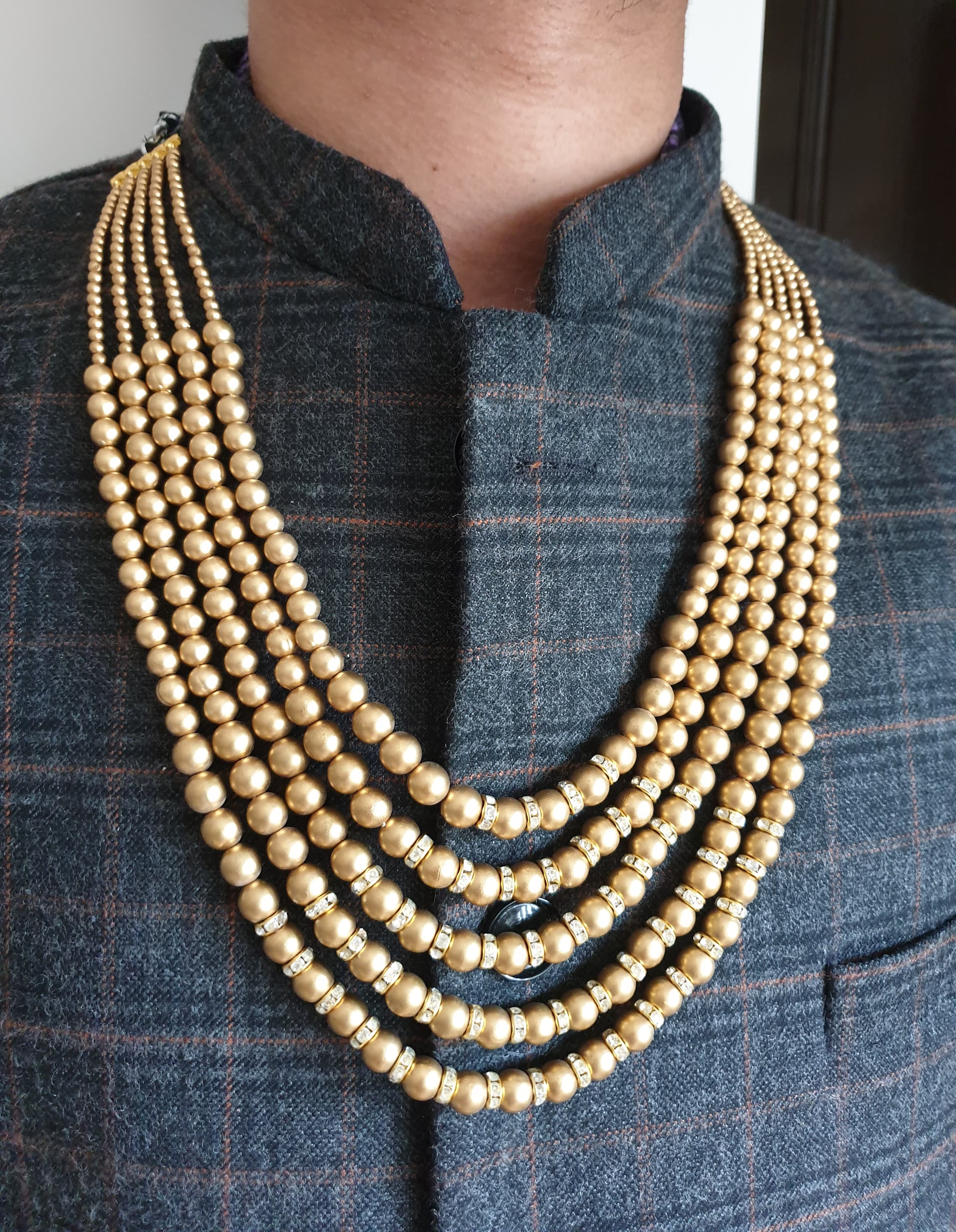 Five Layered Light Weight Golden Groom Necklace