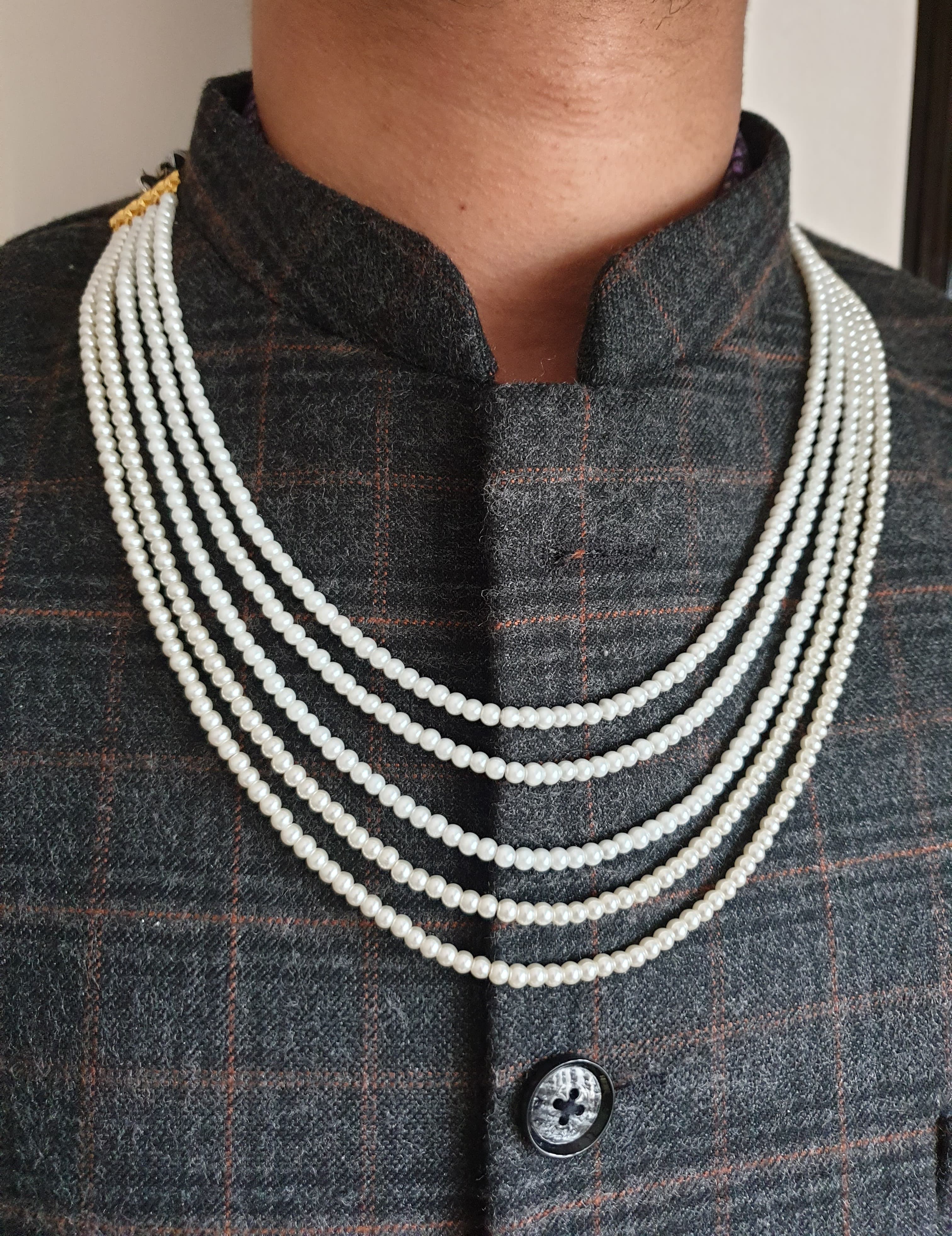 Five Layered Small Pearl Groom Necklace