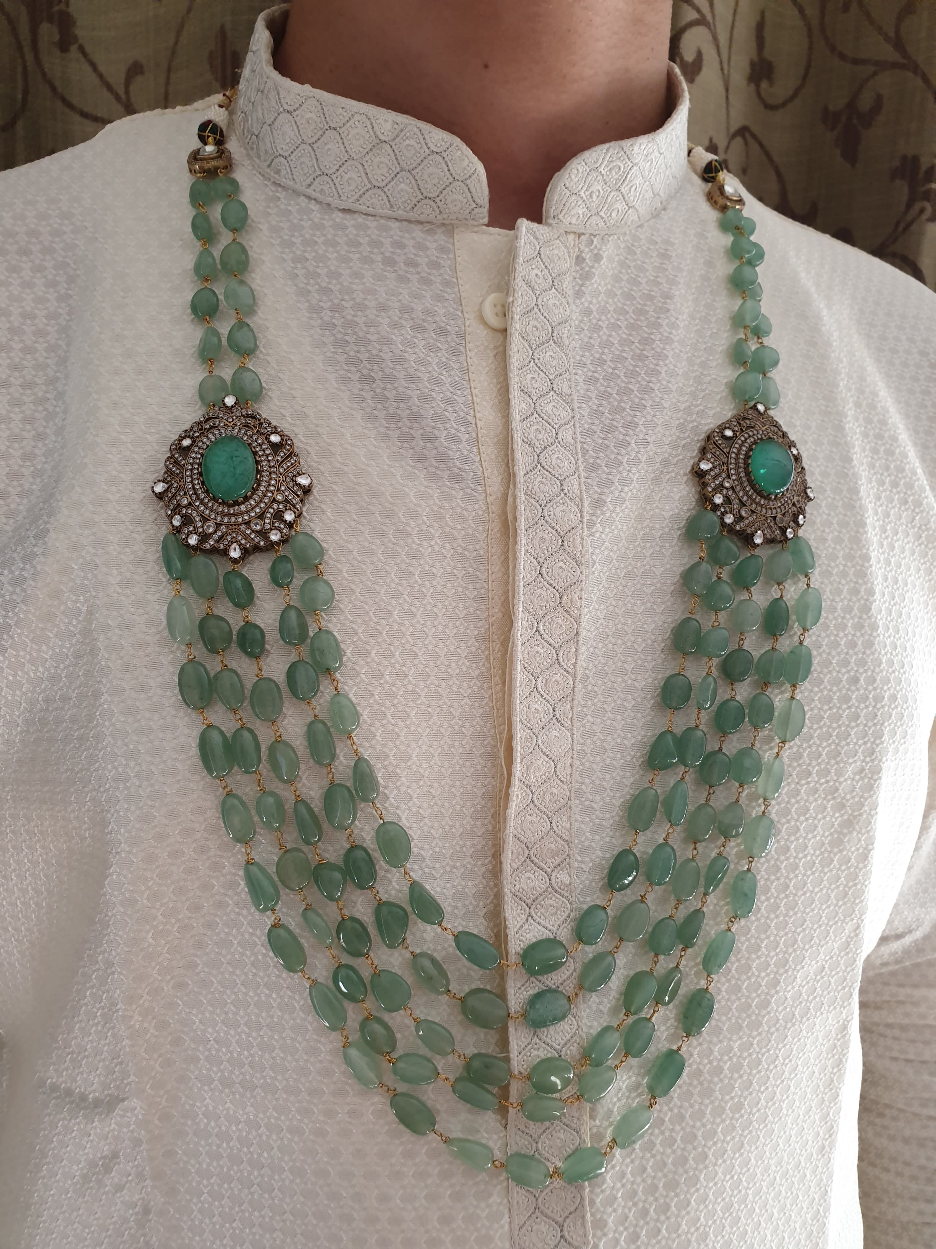 Mint Green Stone Beaded Groom Necklace