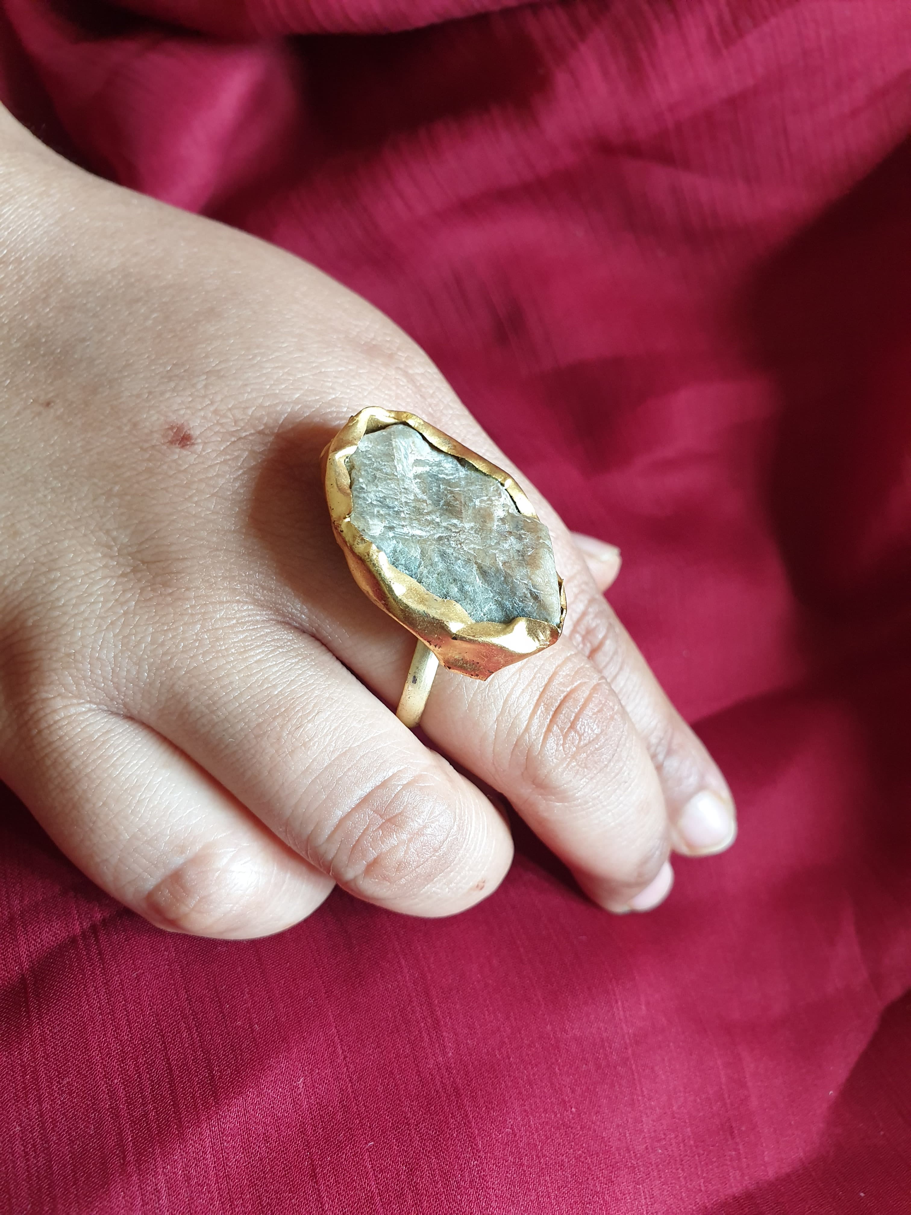 Adorable Uneven White Stone Adjustable Ring