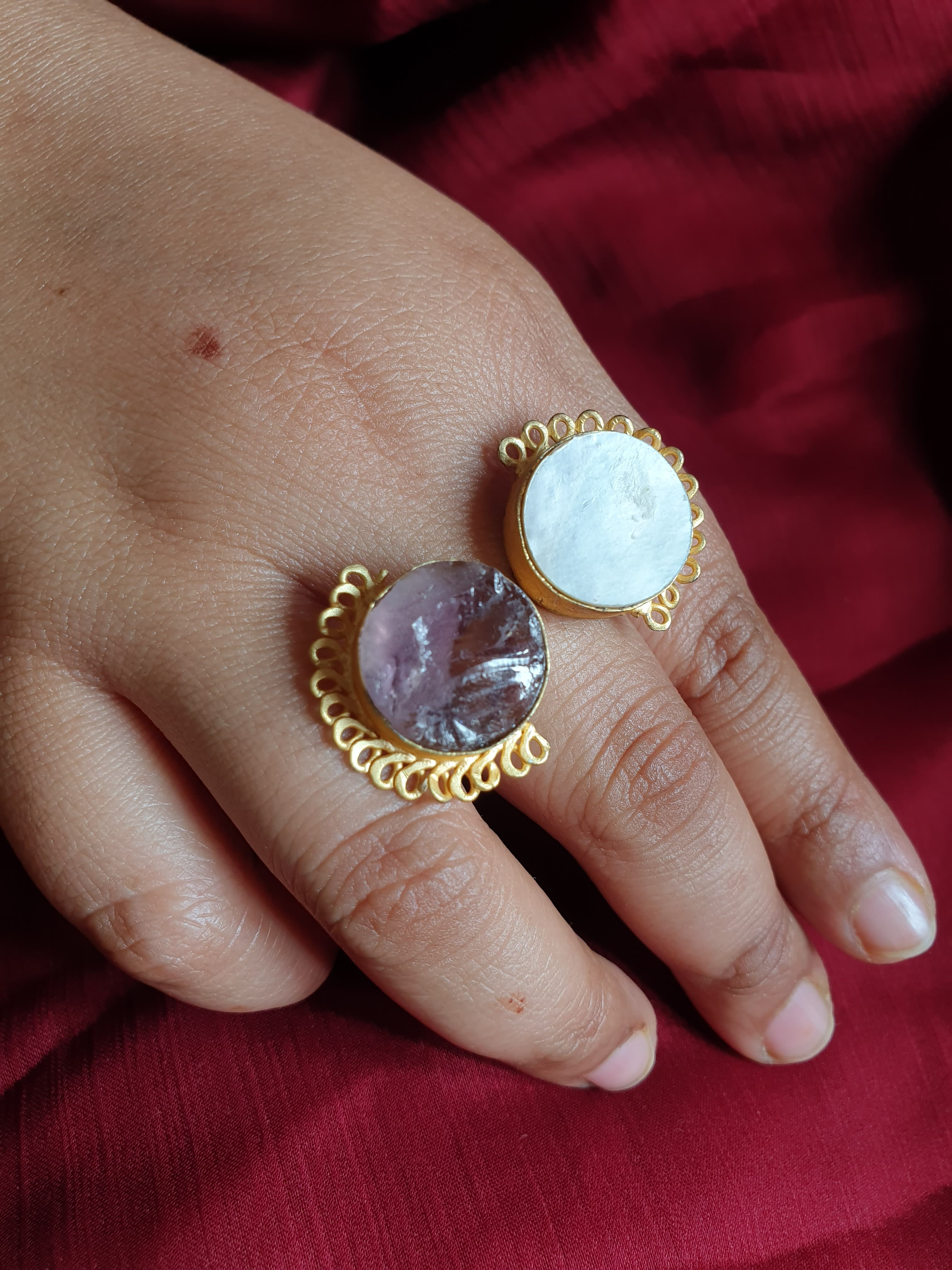 Double Stone Adjustable Ring