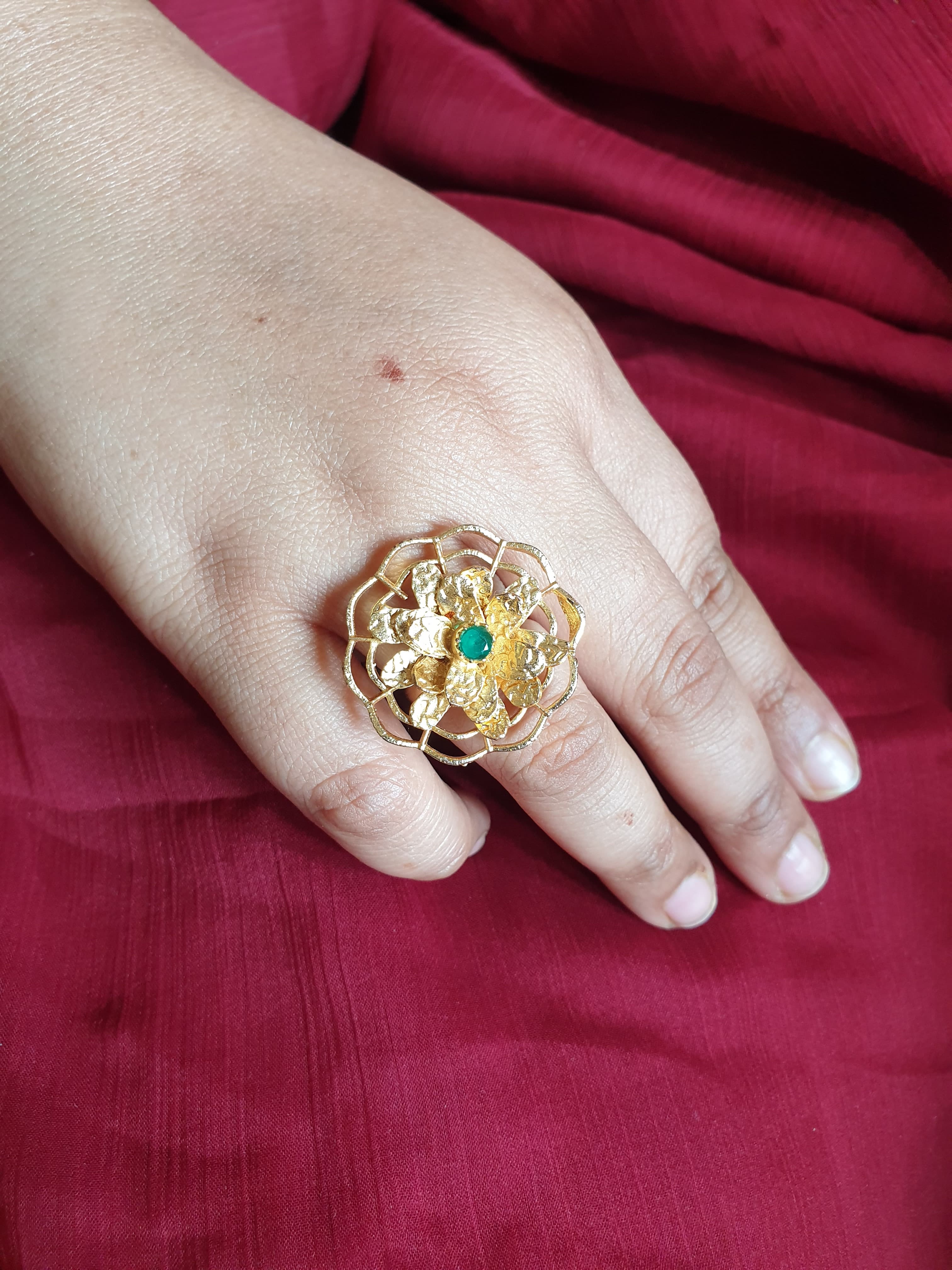 Gold Plated Floral Adjustable Ring