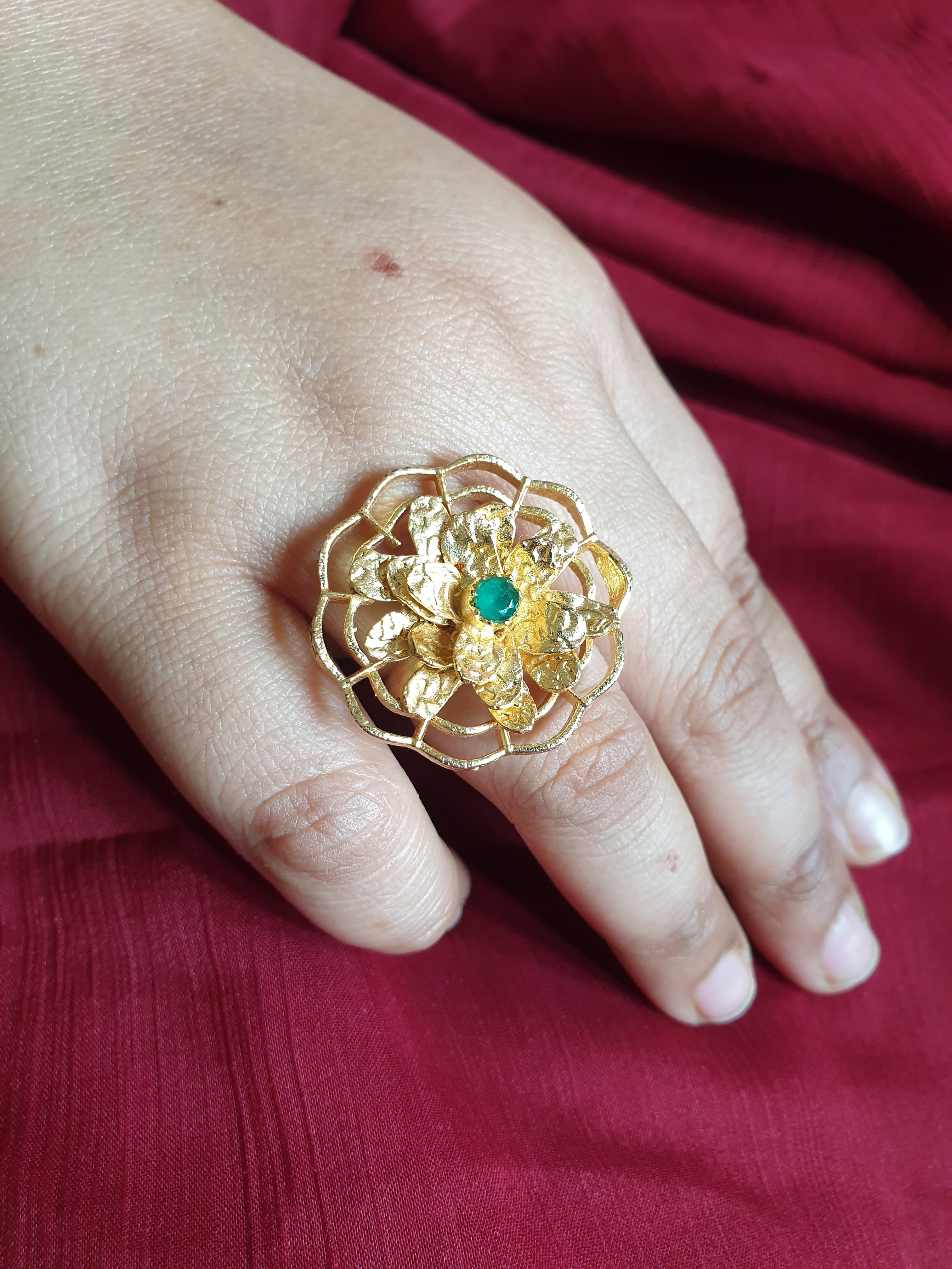 Gold Plated Floral Adjustable Ring