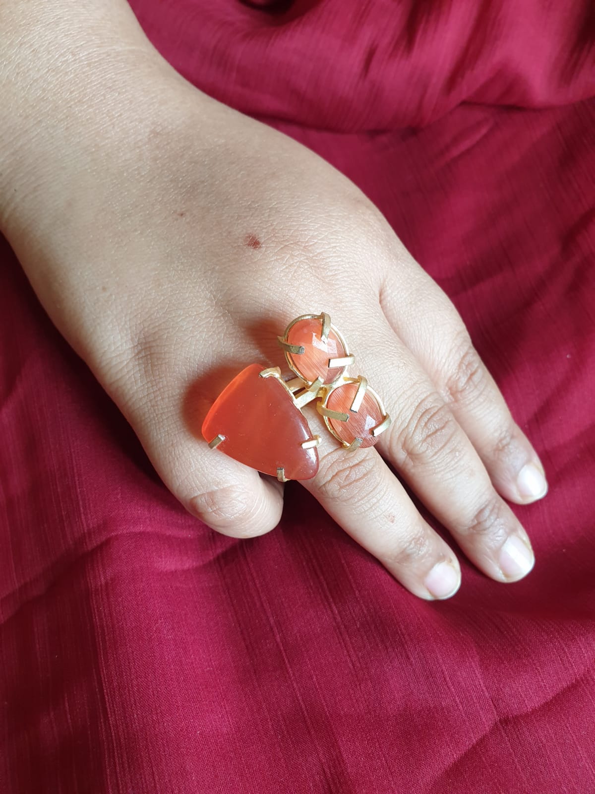 Orange Stone Adjustable Ring