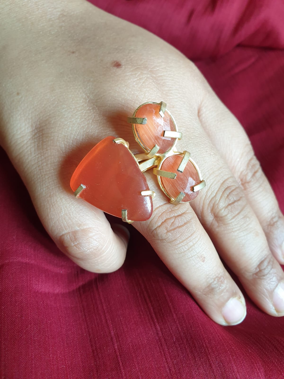 Orange Stone Adjustable Ring