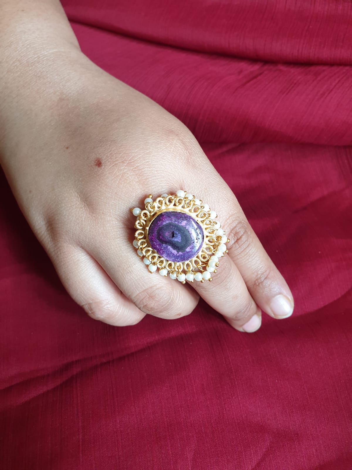 Adorable Purple Stone Adjustable Ring