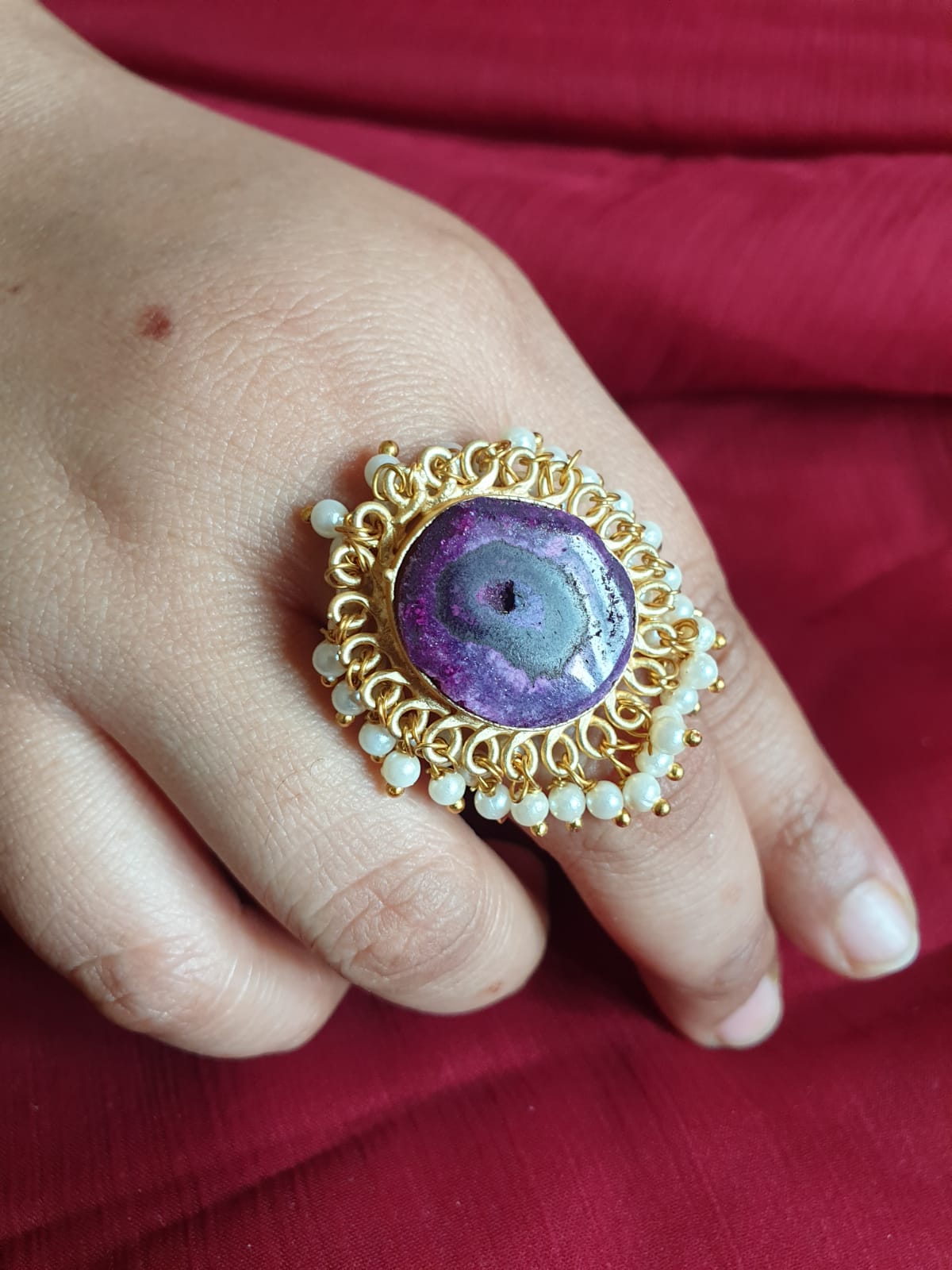 Adorable Purple Stone Adjustable Ring