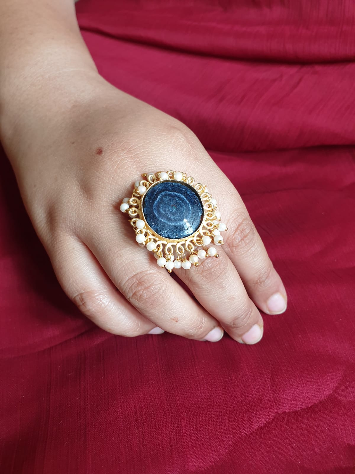 Beautiful Blue Stone Adjustable Ring