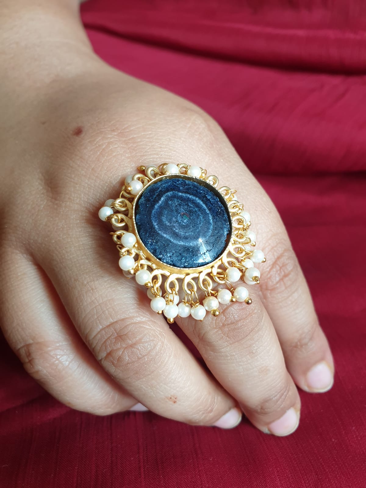 Beautiful Blue Stone Adjustable Ring