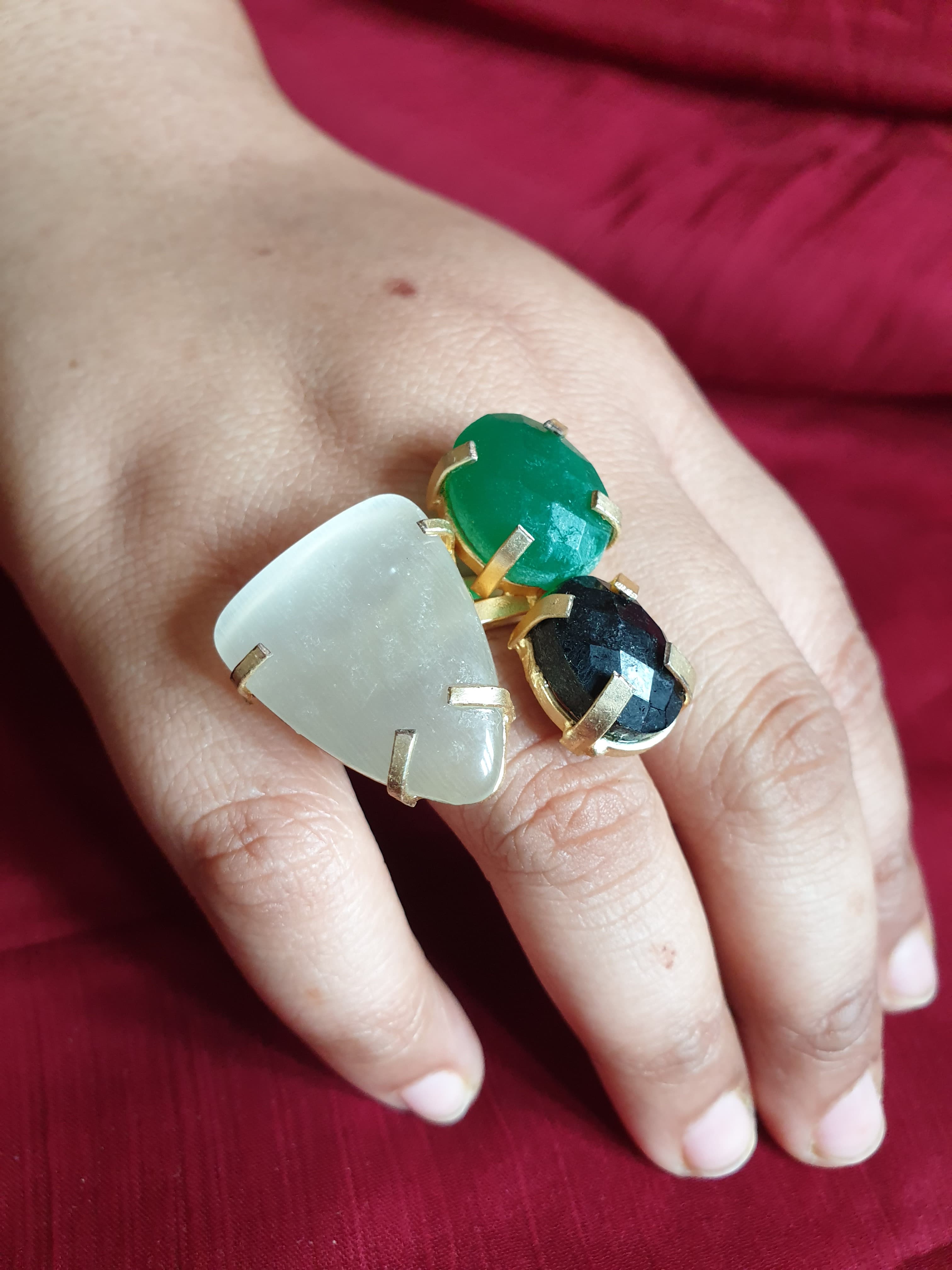 Three Stone Adjustable Ring