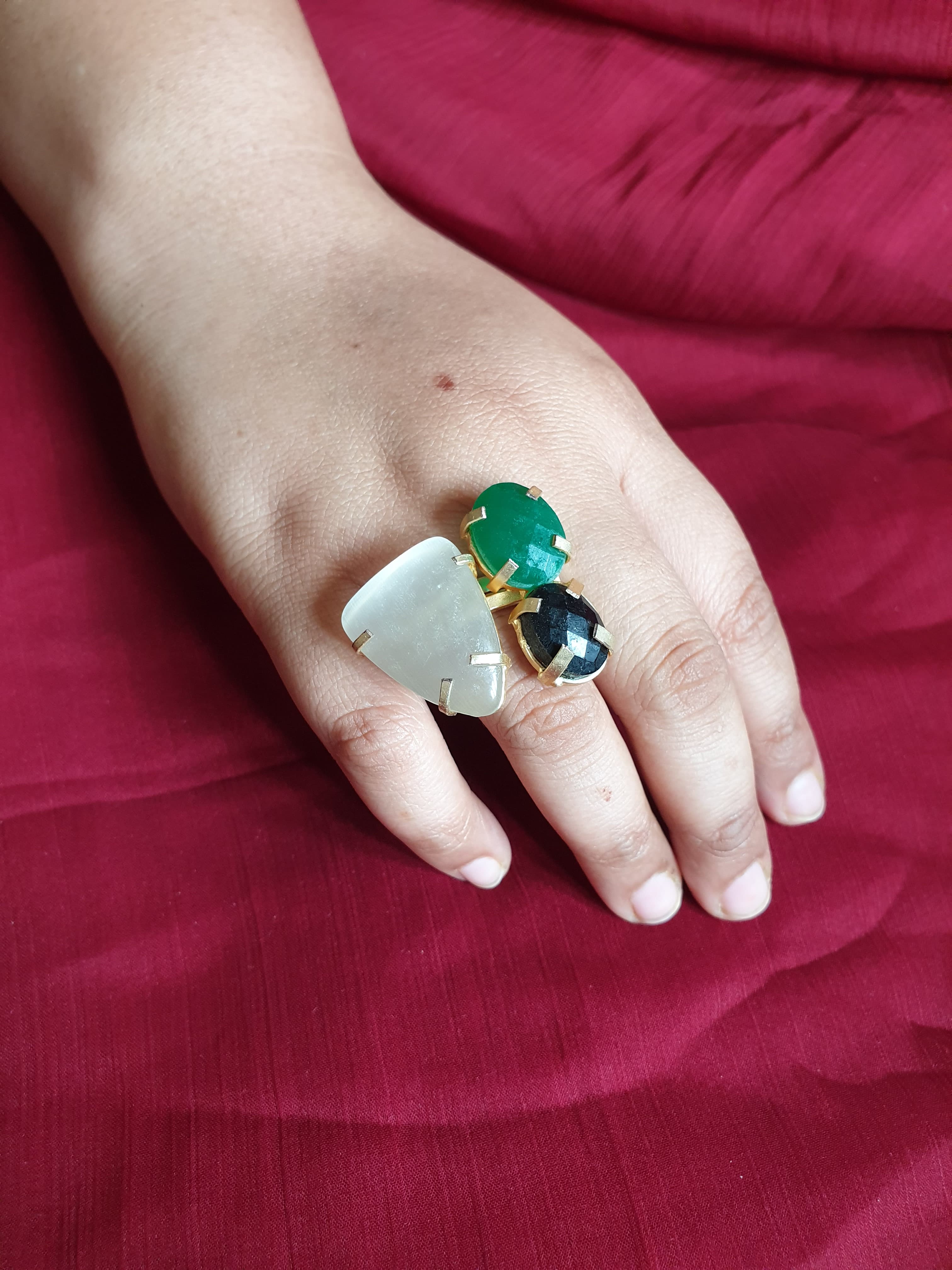 Three Stone Adjustable Ring