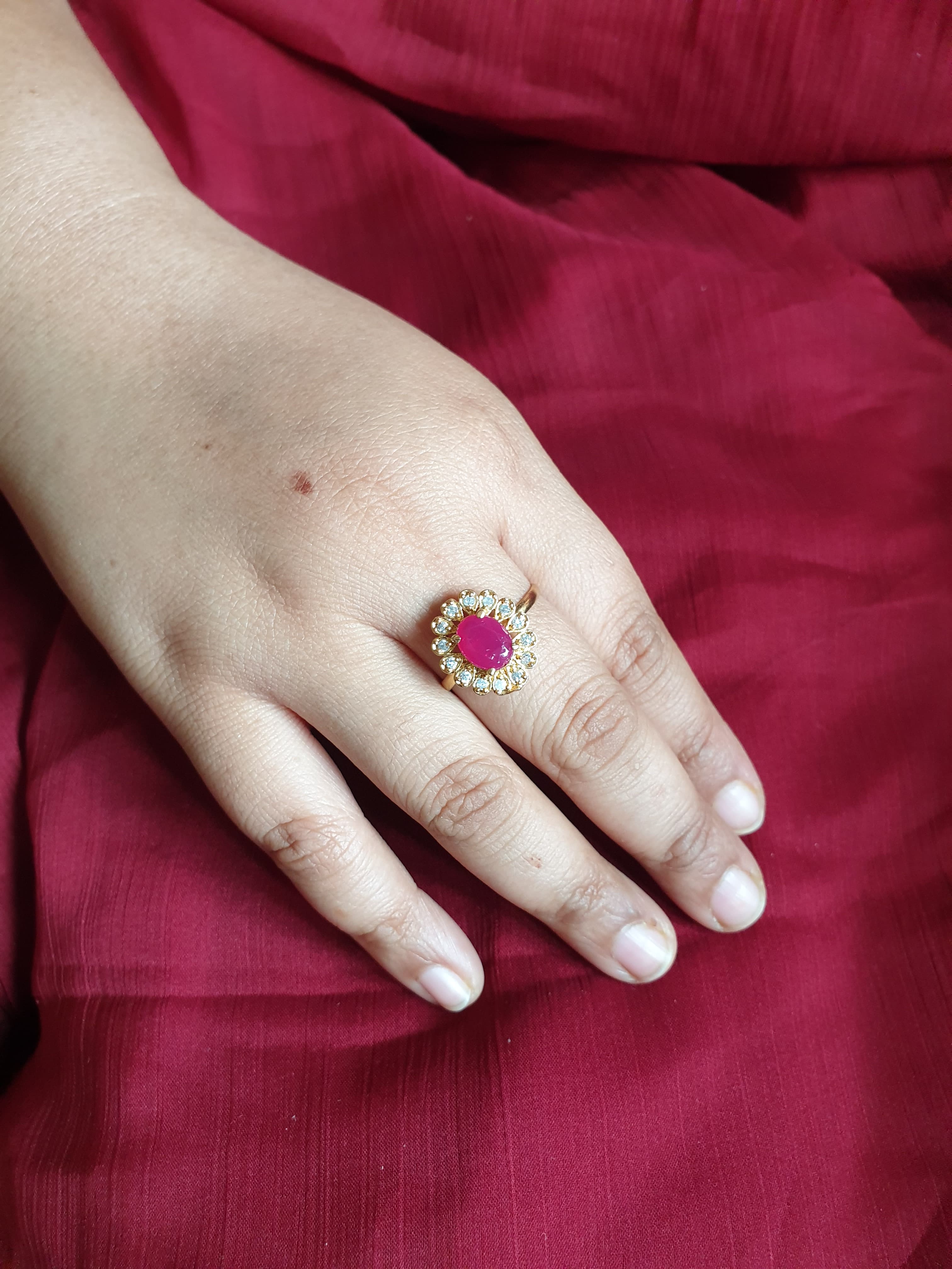 Red Stone Small Adjustable Ring