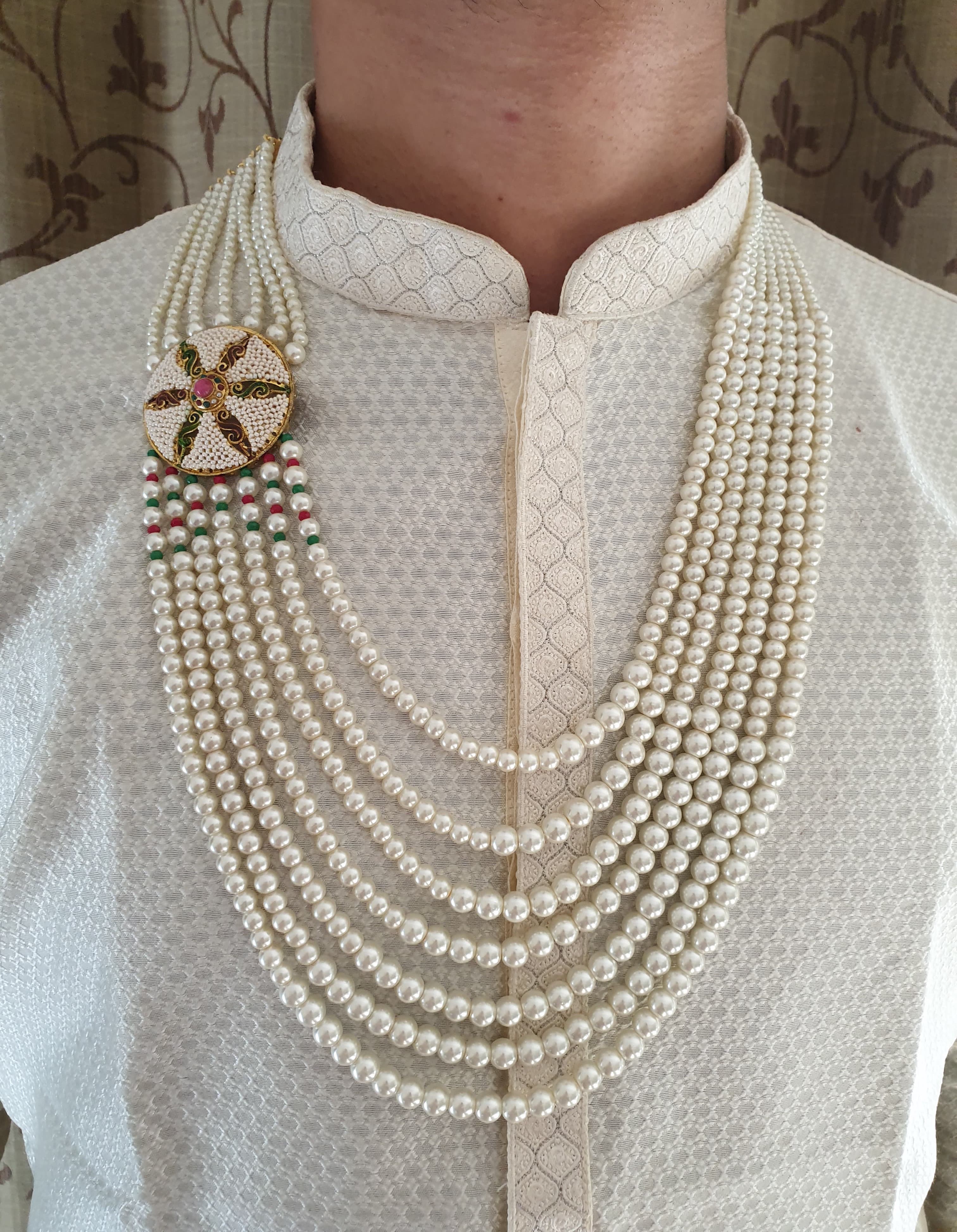 Seven Layered Pearl Designer Groom Necklace