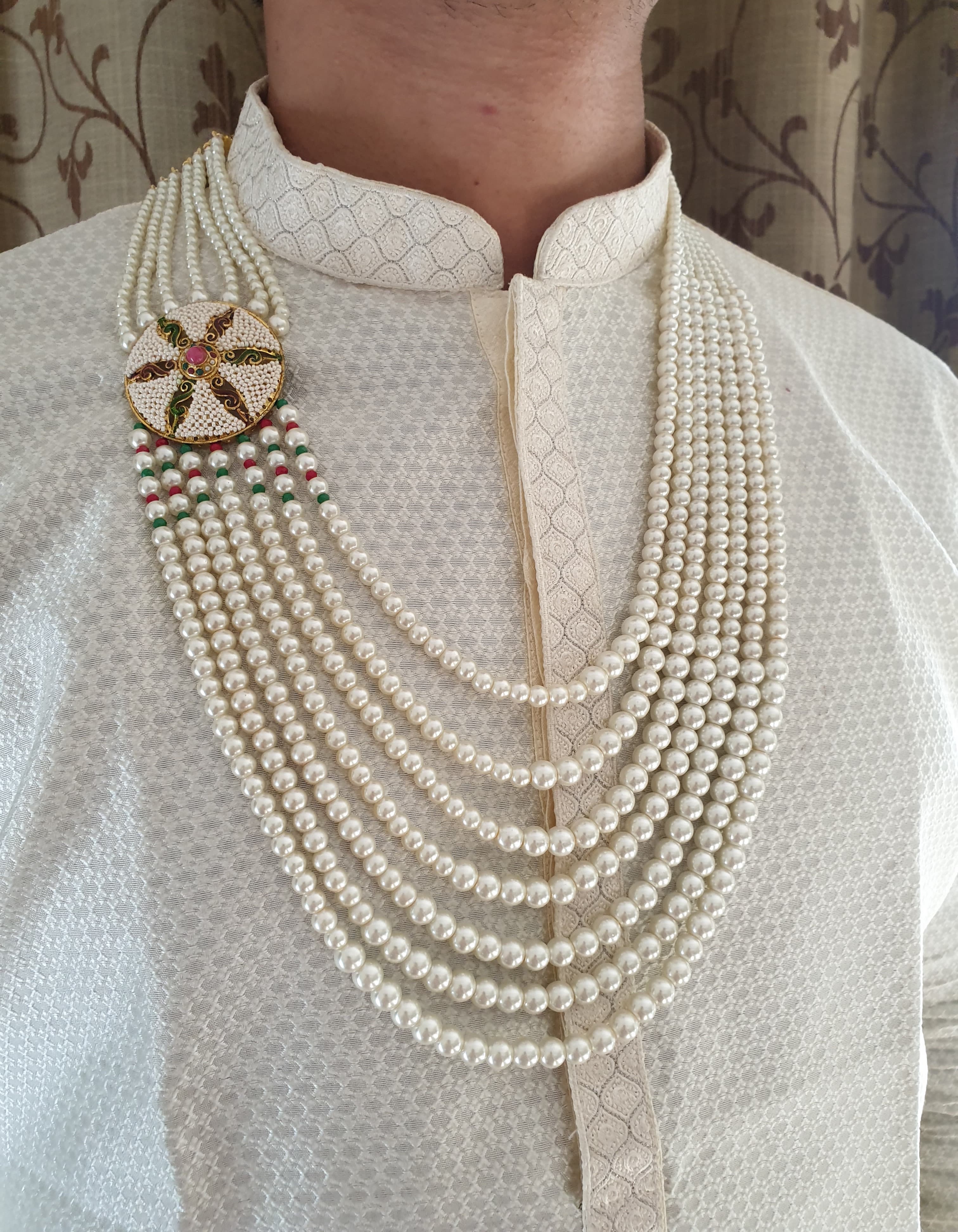 Seven Layered Pearl Designer Groom Necklace