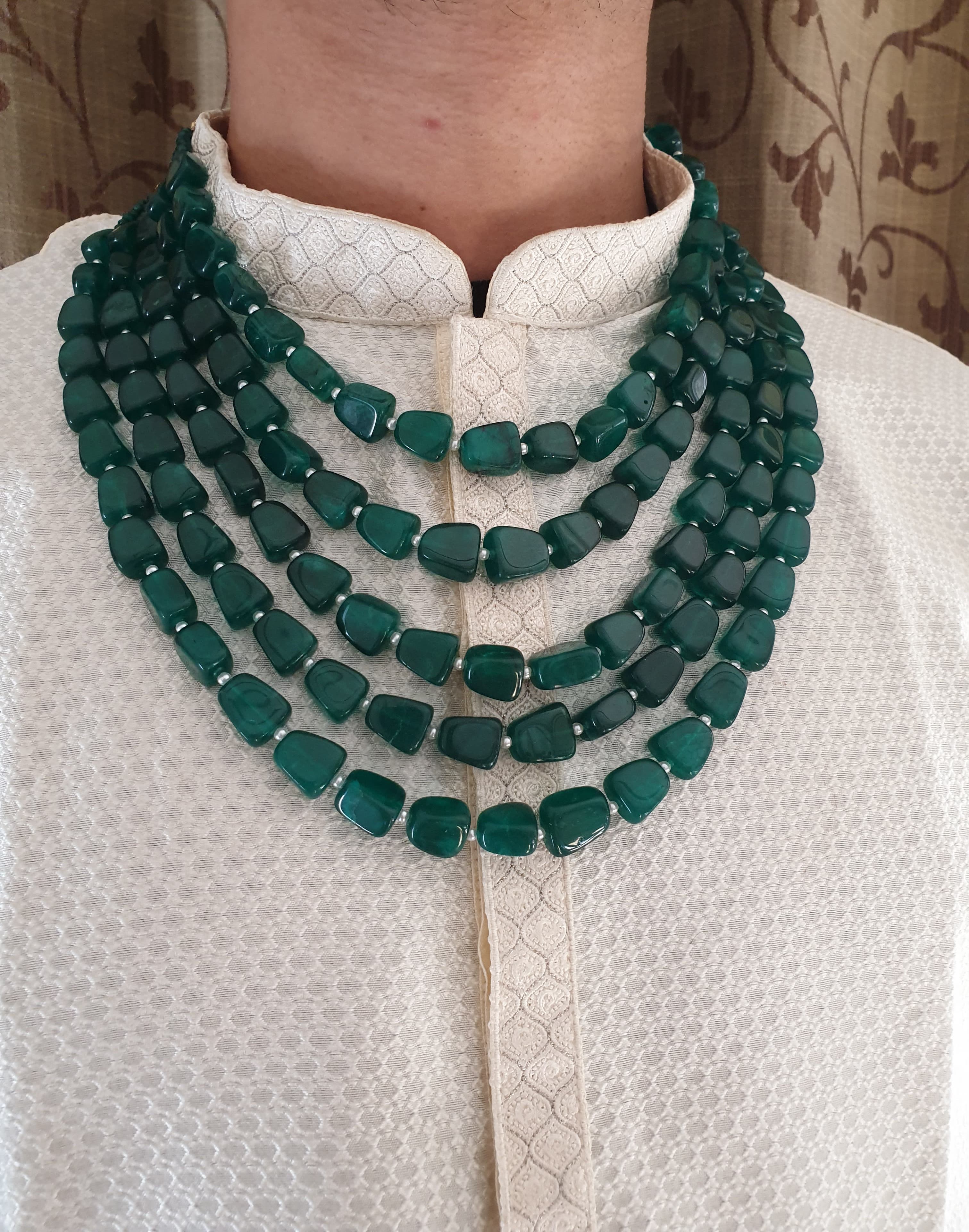 Five Layered Emerald Green Groom Necklace