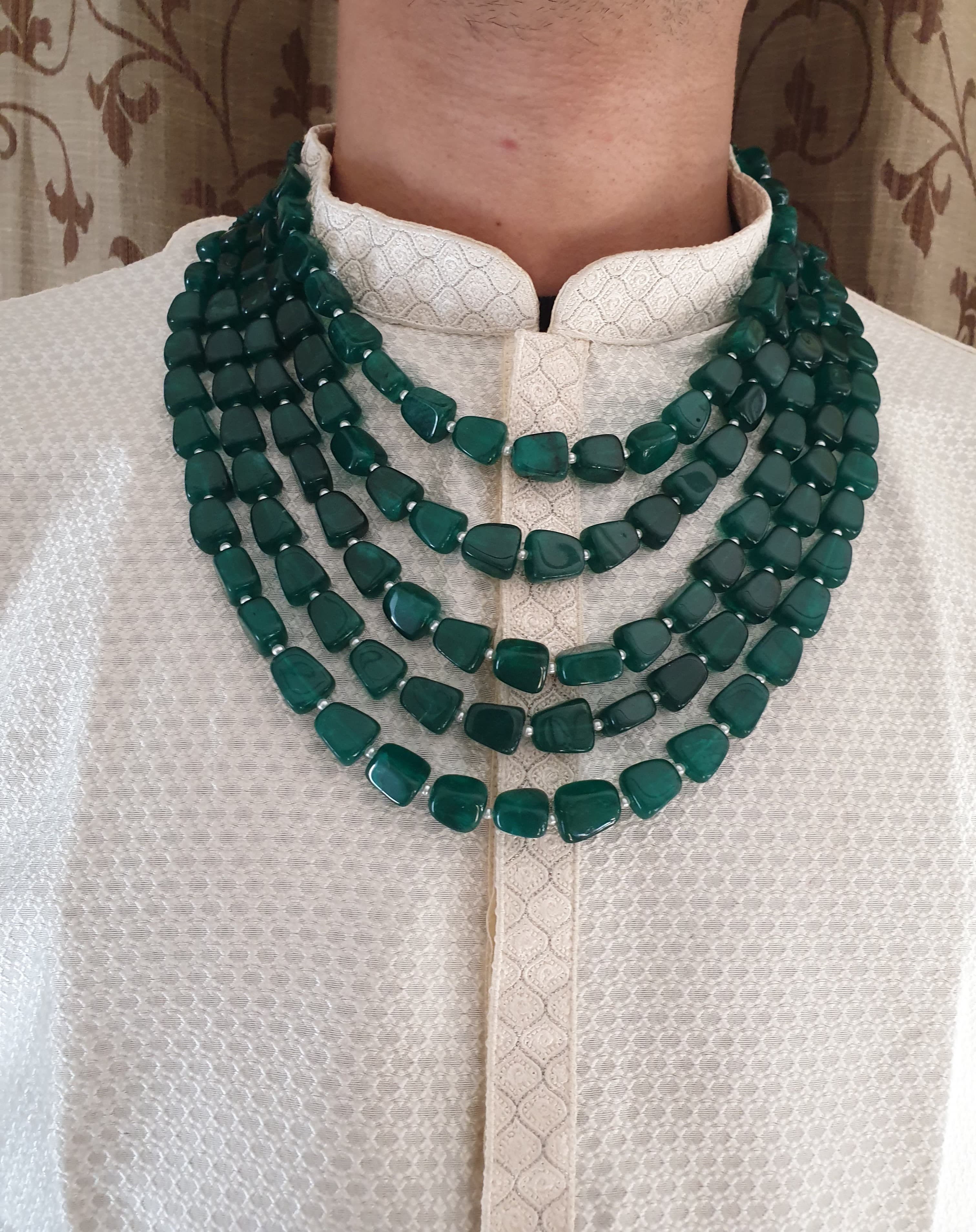 Five Layered Emerald Green Groom Necklace