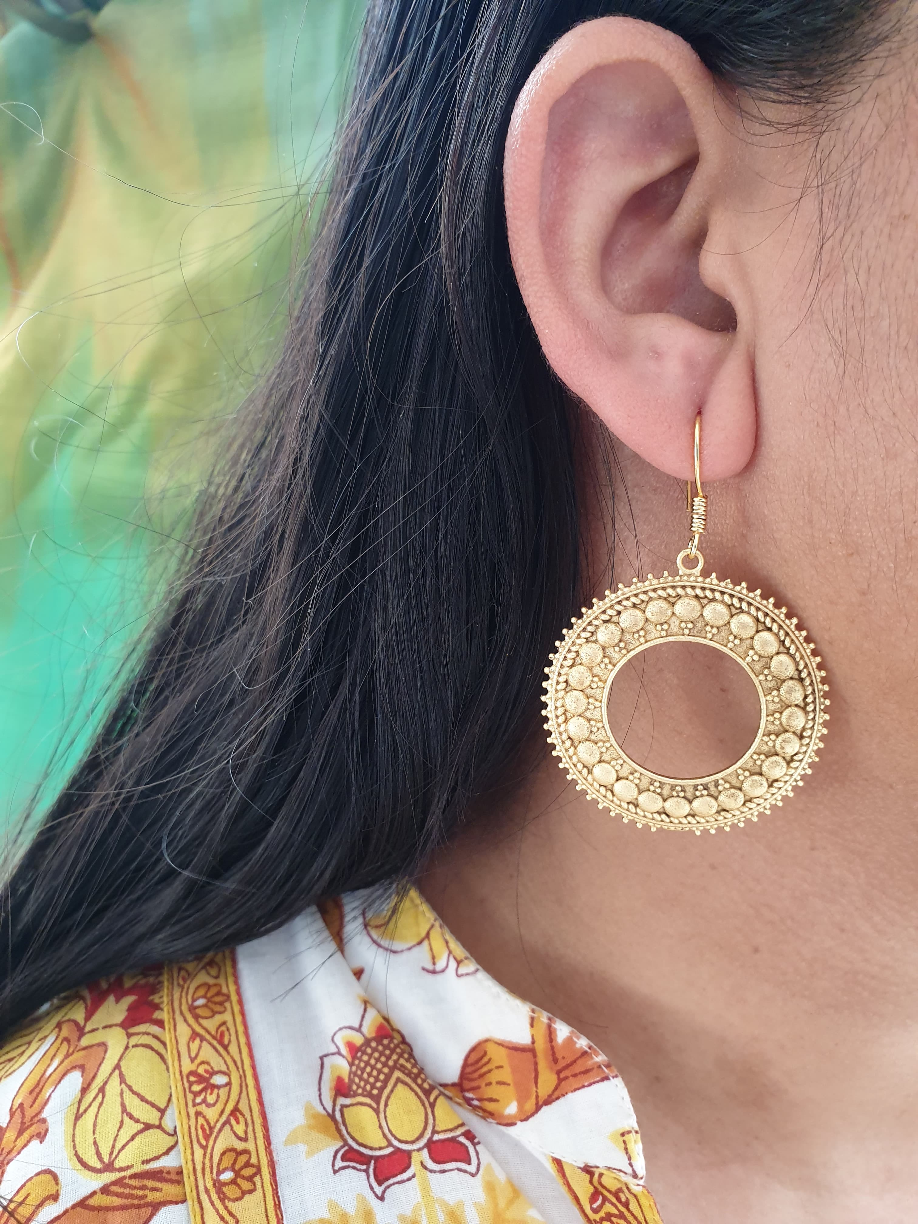 Round Gold Matte Hoop Earrings