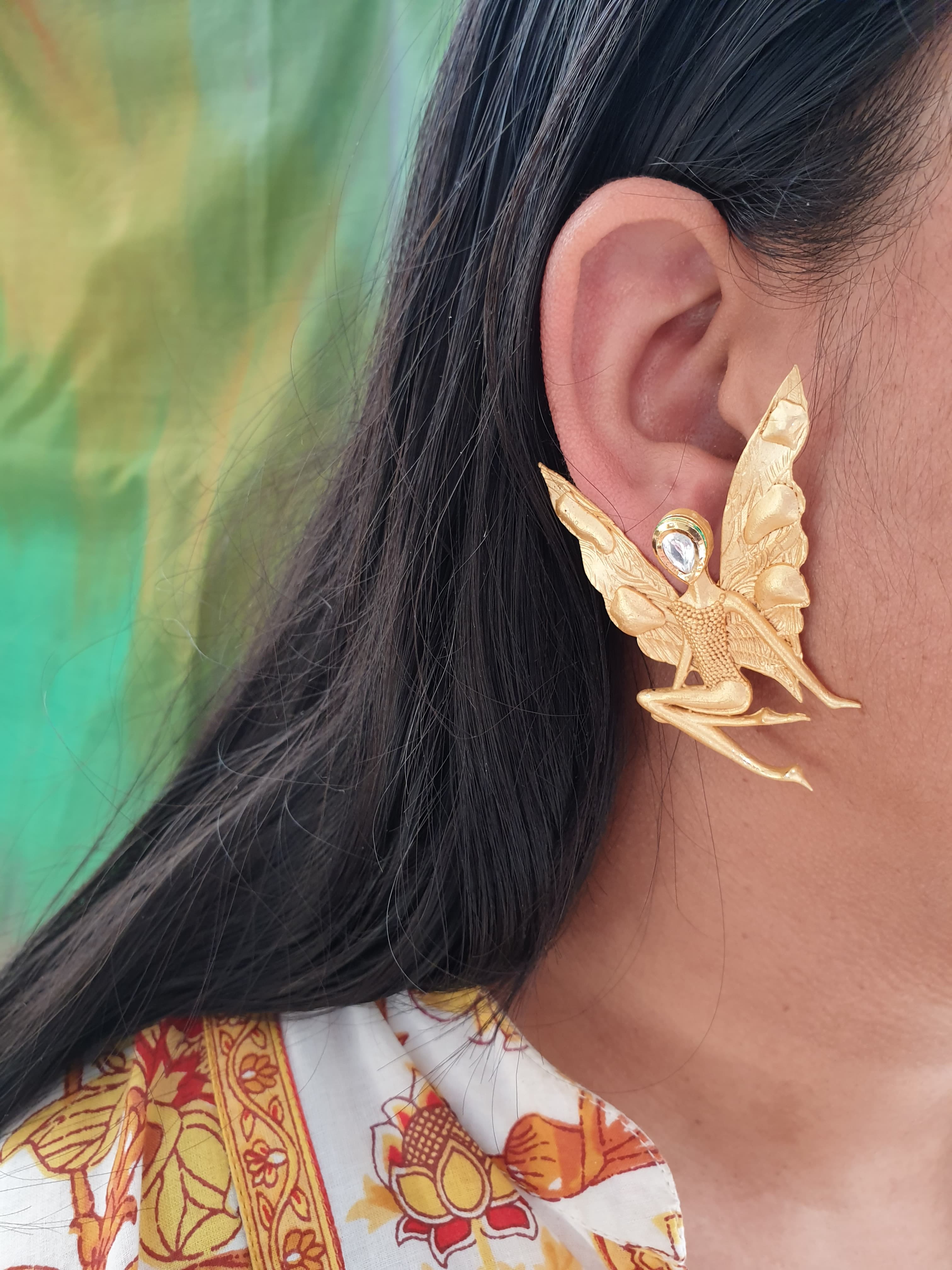 Angel Gold Matte Kundan Earrings