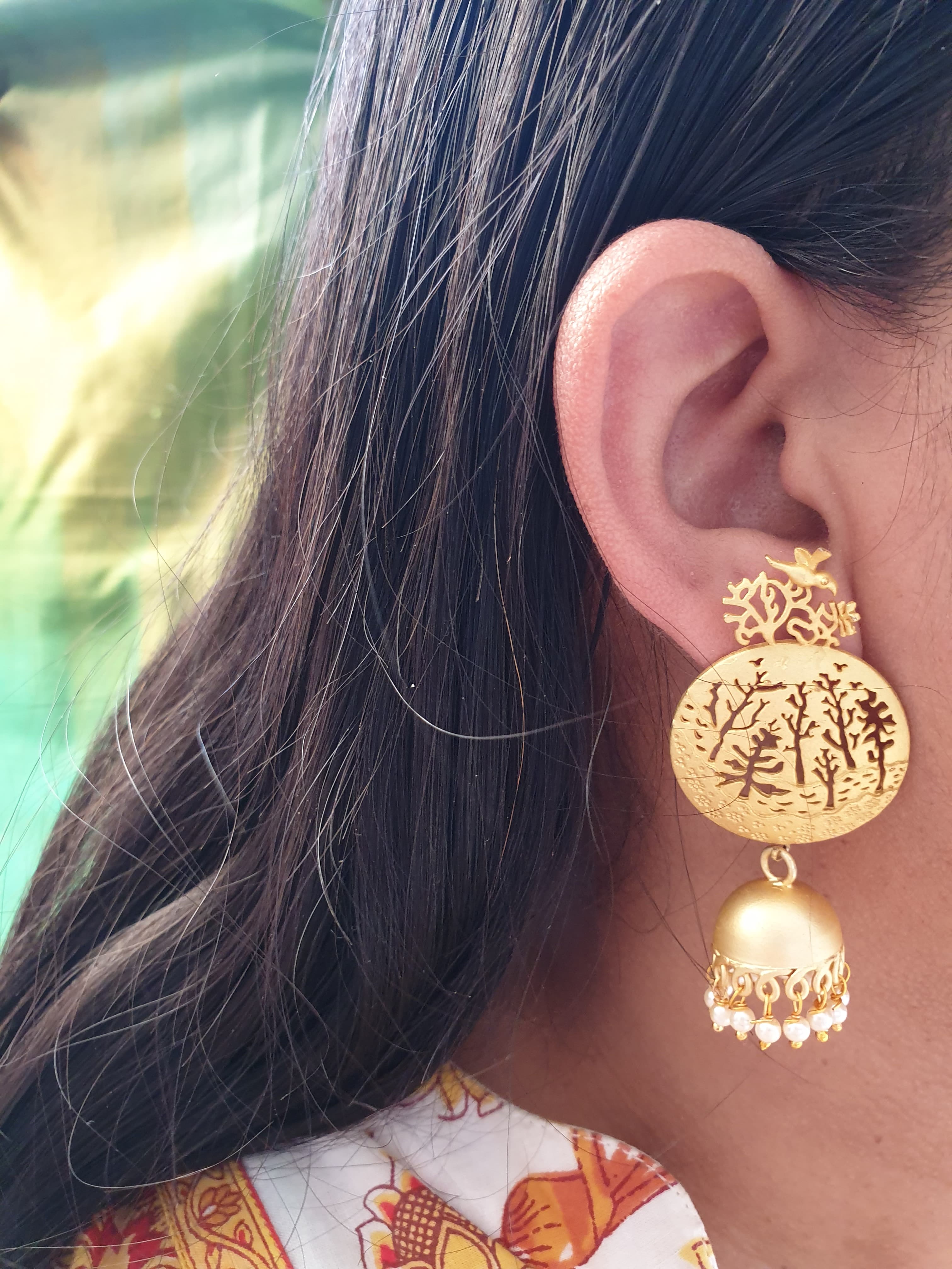 Gold Matte Jhumki Earrings