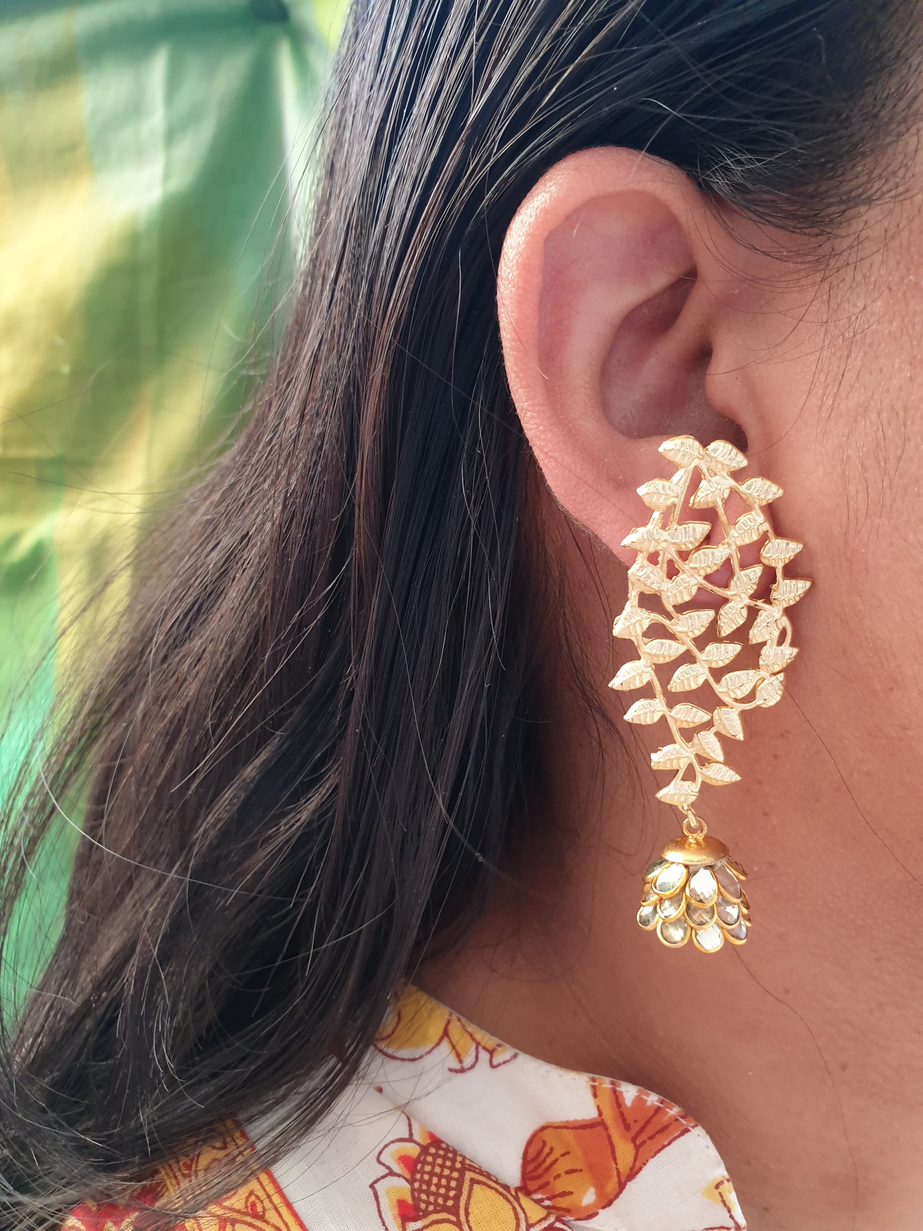 Kundan Pacchi Gold Matte Jhumki