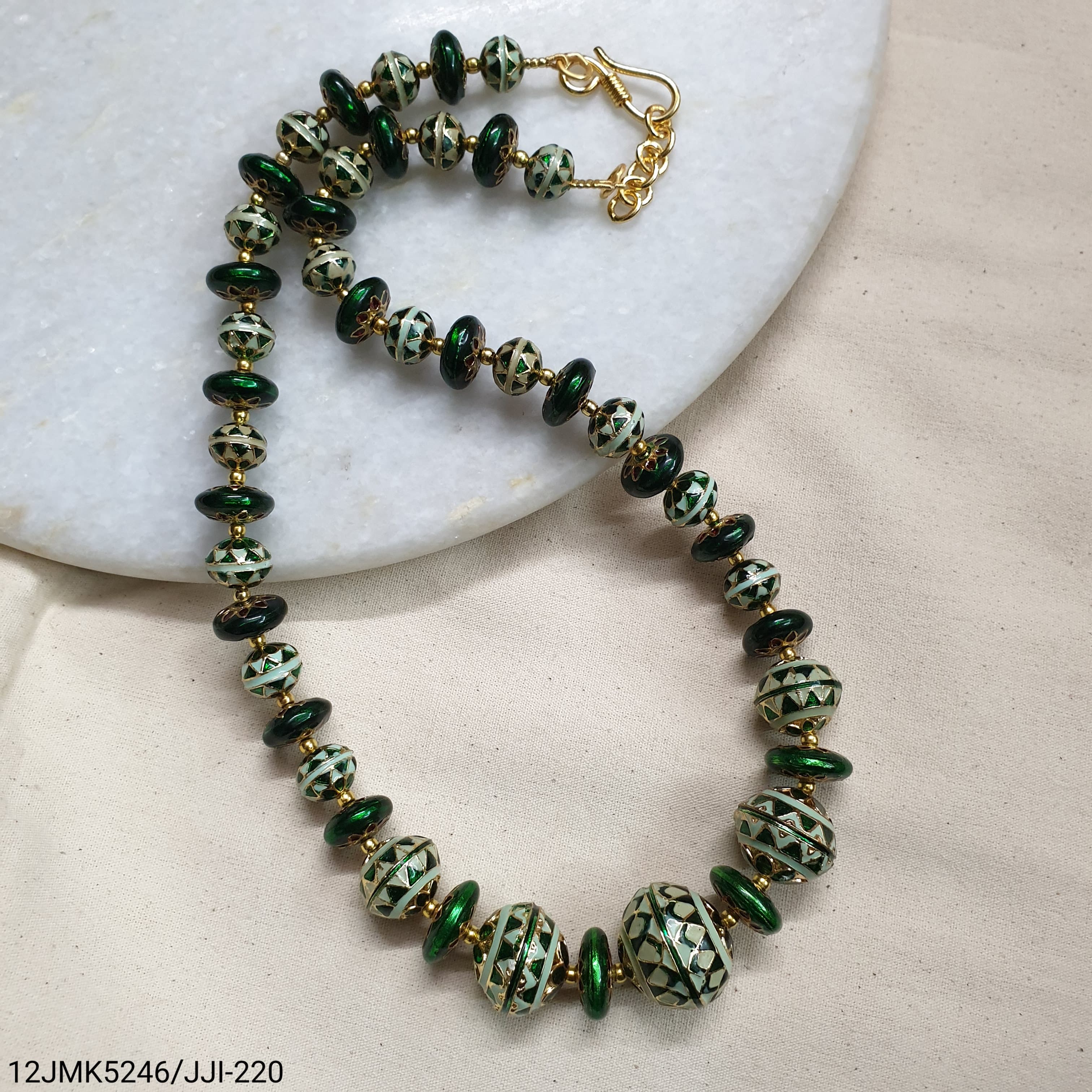 Green Meenakari Bead Necklace