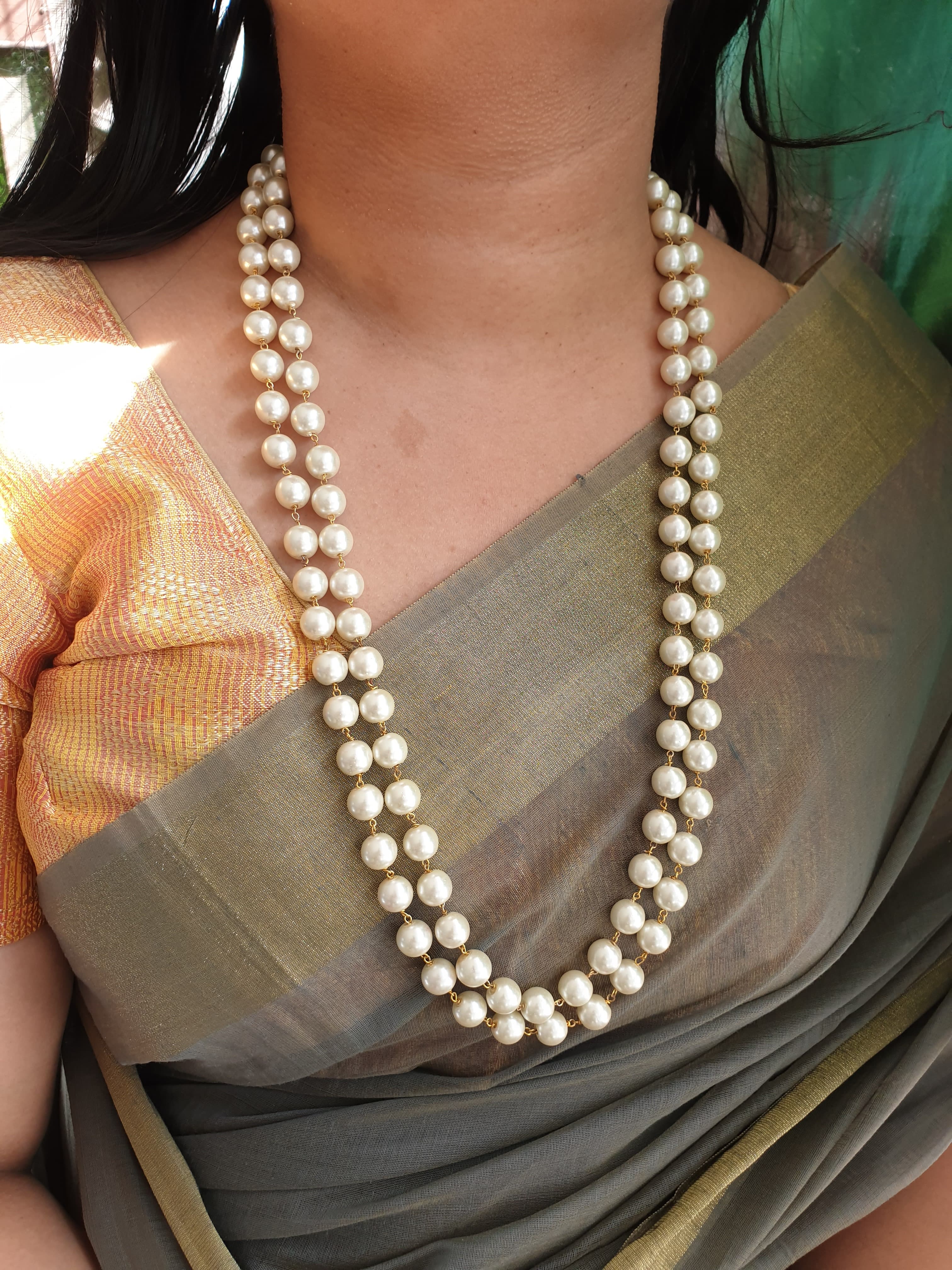 Two Layered Pearl Beaded Necklace