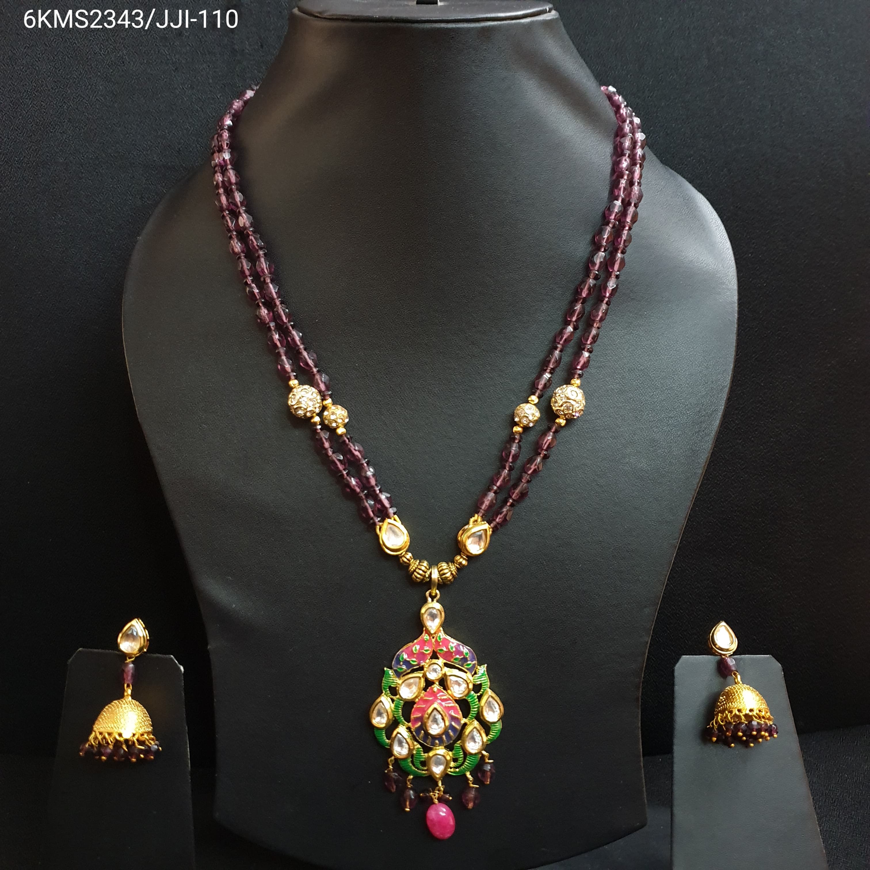 Designer Kundan Pendant Set With Earrings