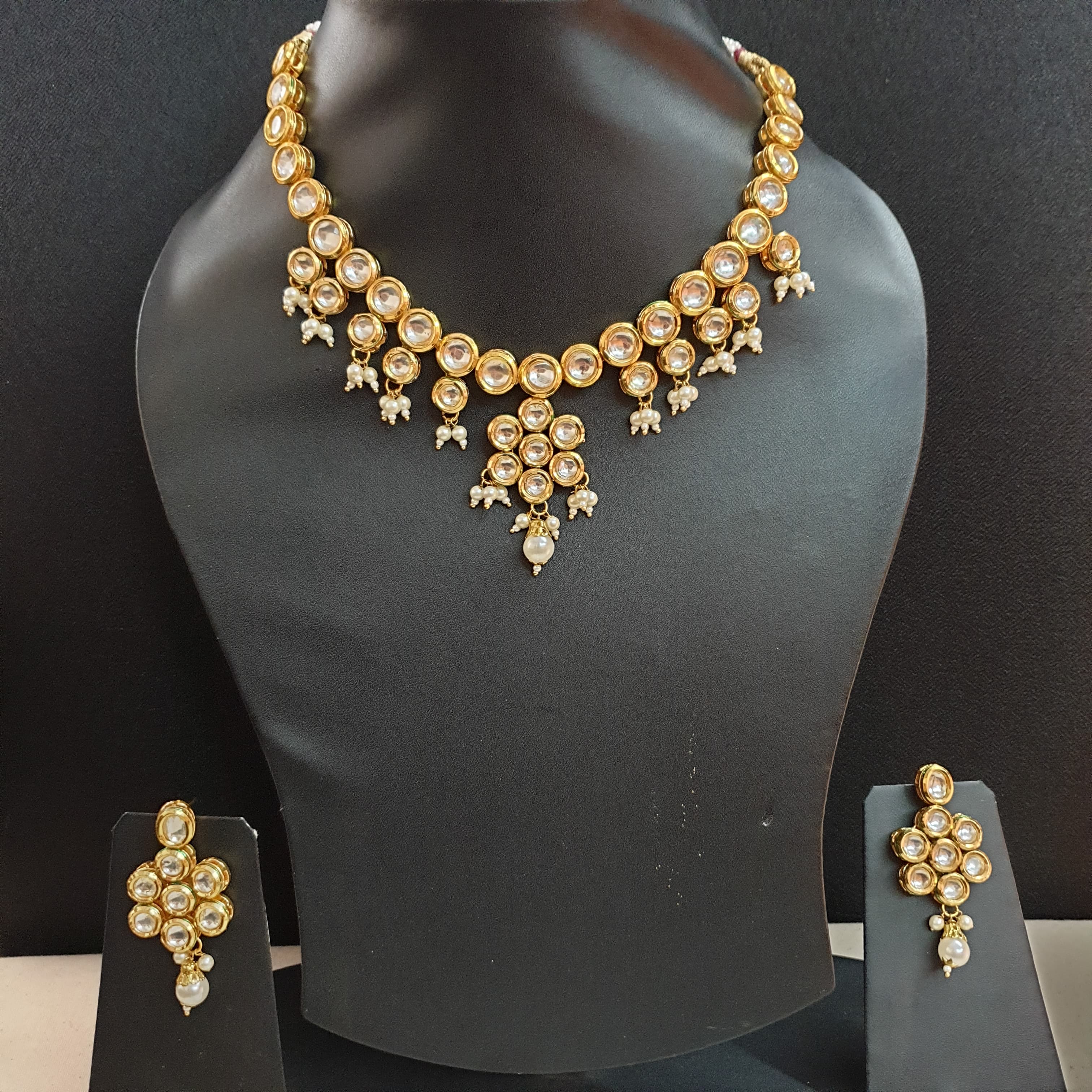 Kundan Stone Necklace Set With Earrings