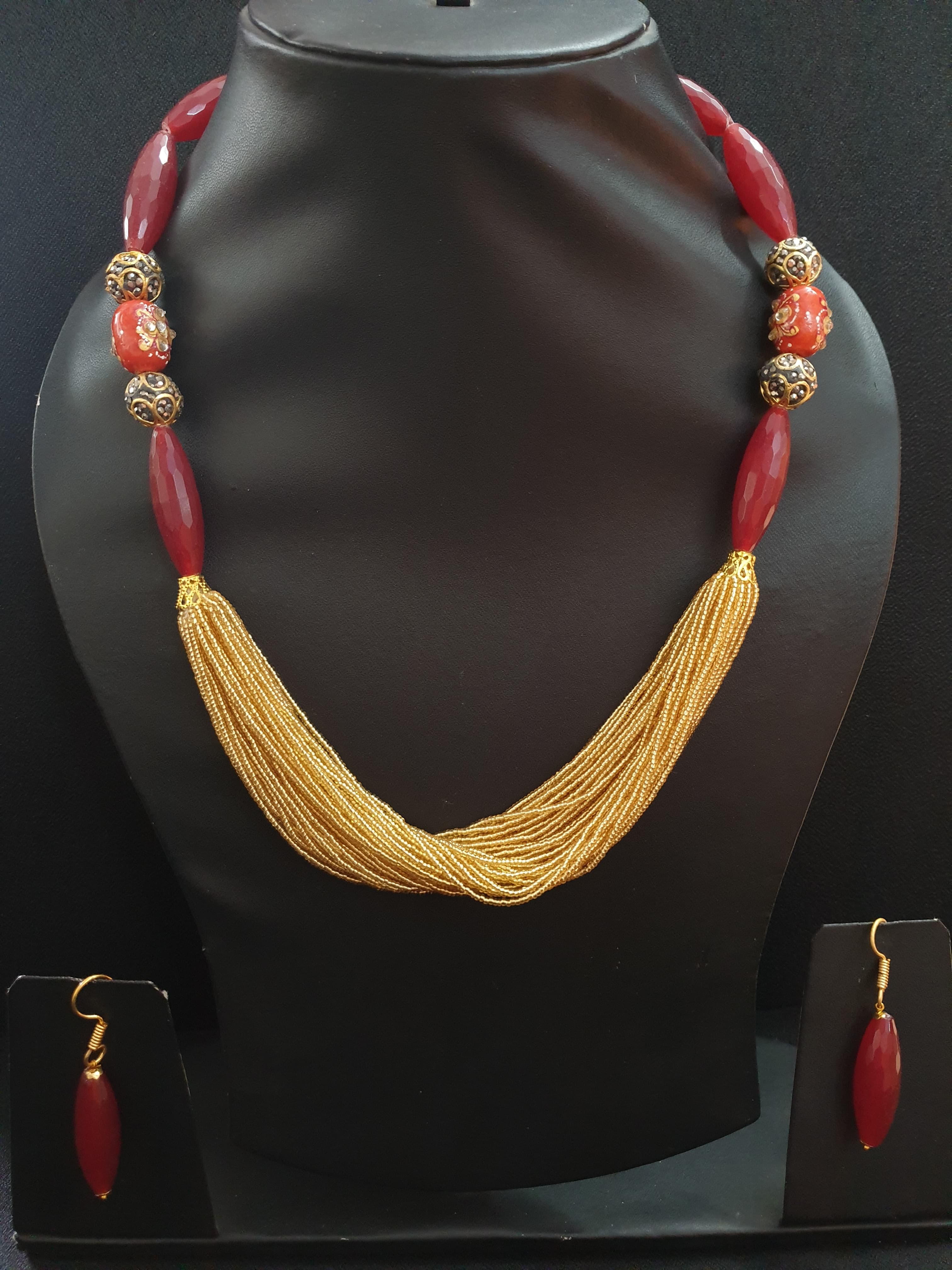 Golden Seed Bead Necklace Set