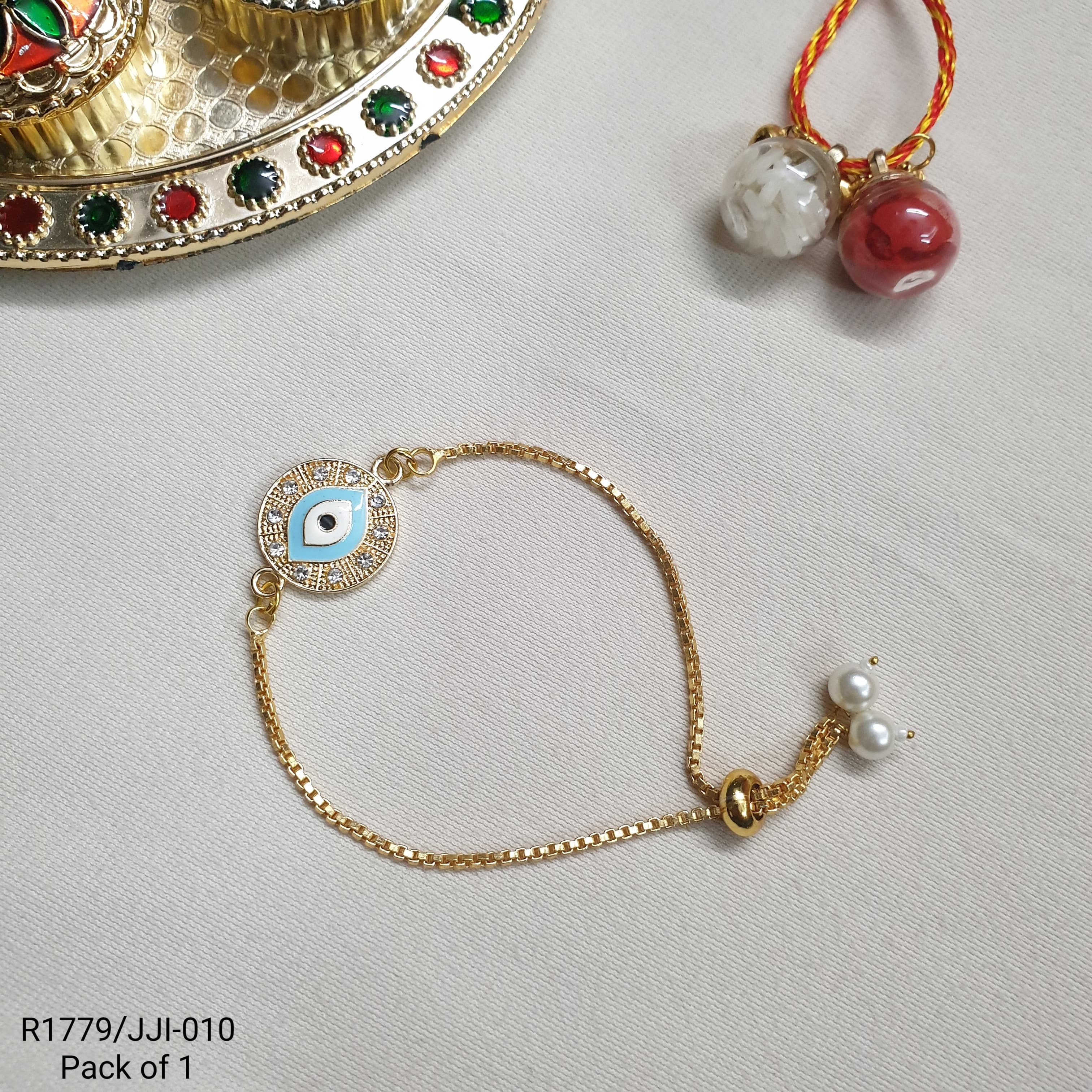 Sky Blue Adjustable Evil Eye Rakhi (Pack of One)