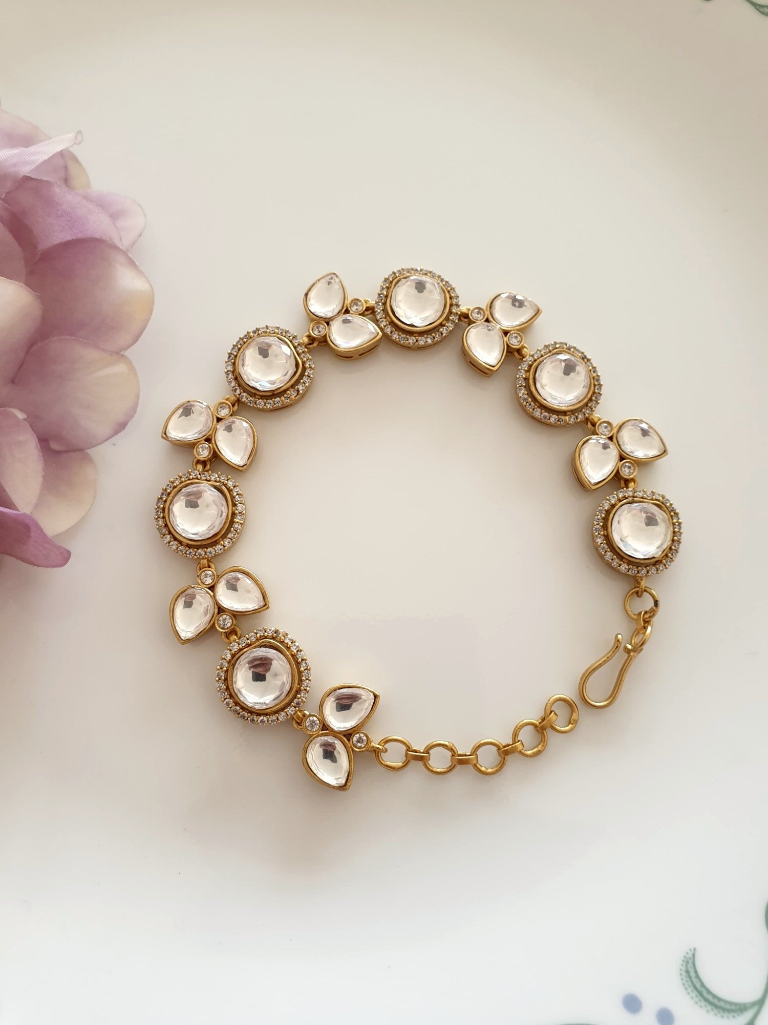 Delicate Kundan Polki Adjustable Bracelet