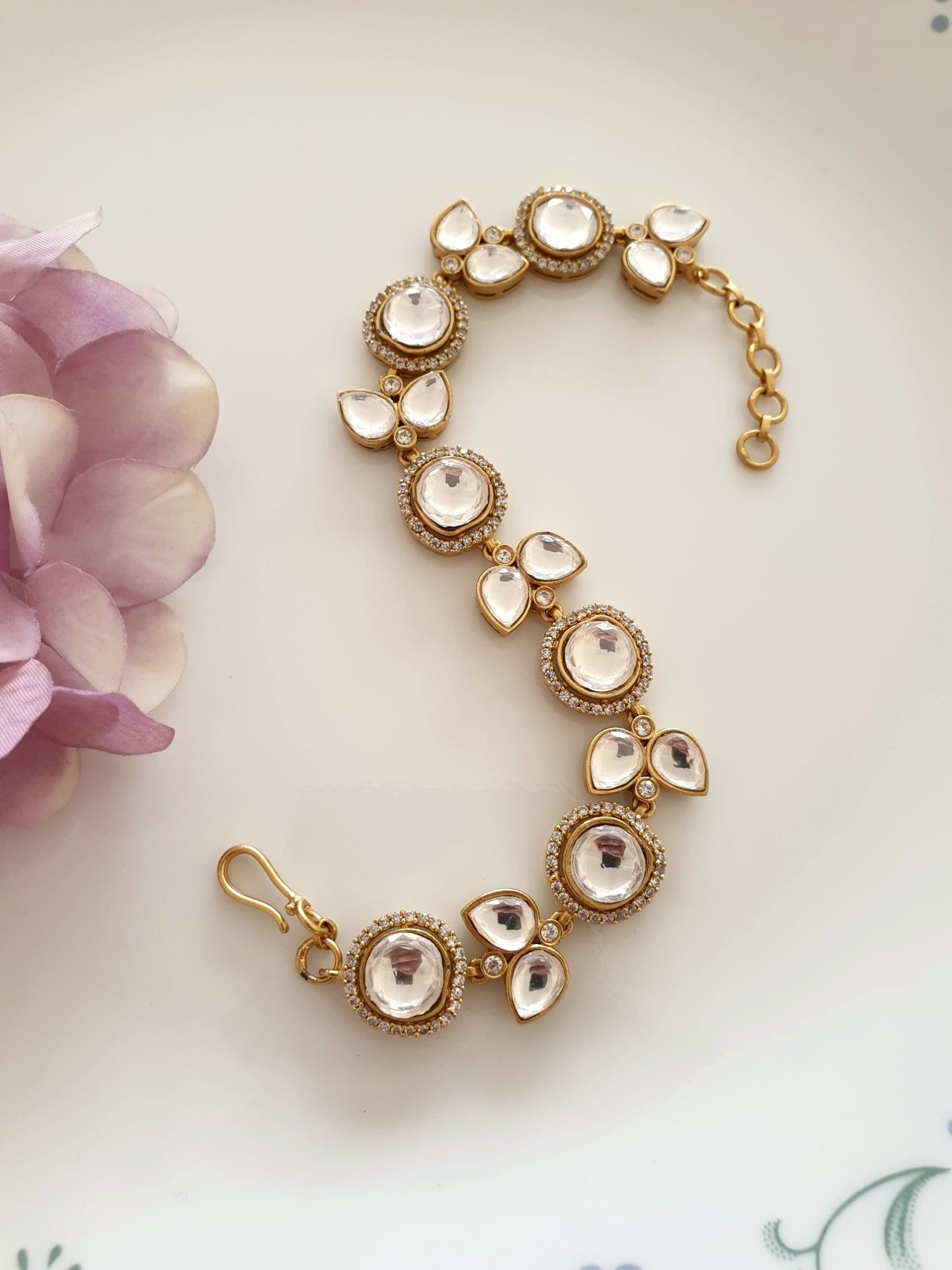 Delicate Kundan Polki Adjustable Bracelet