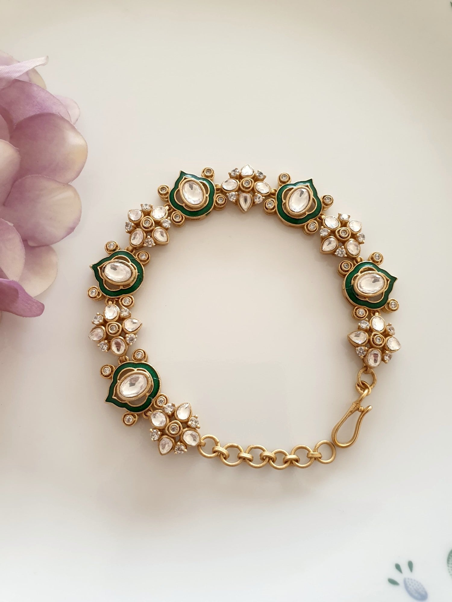 Delicate Kundan Polki Stone Adjustable Bracelet