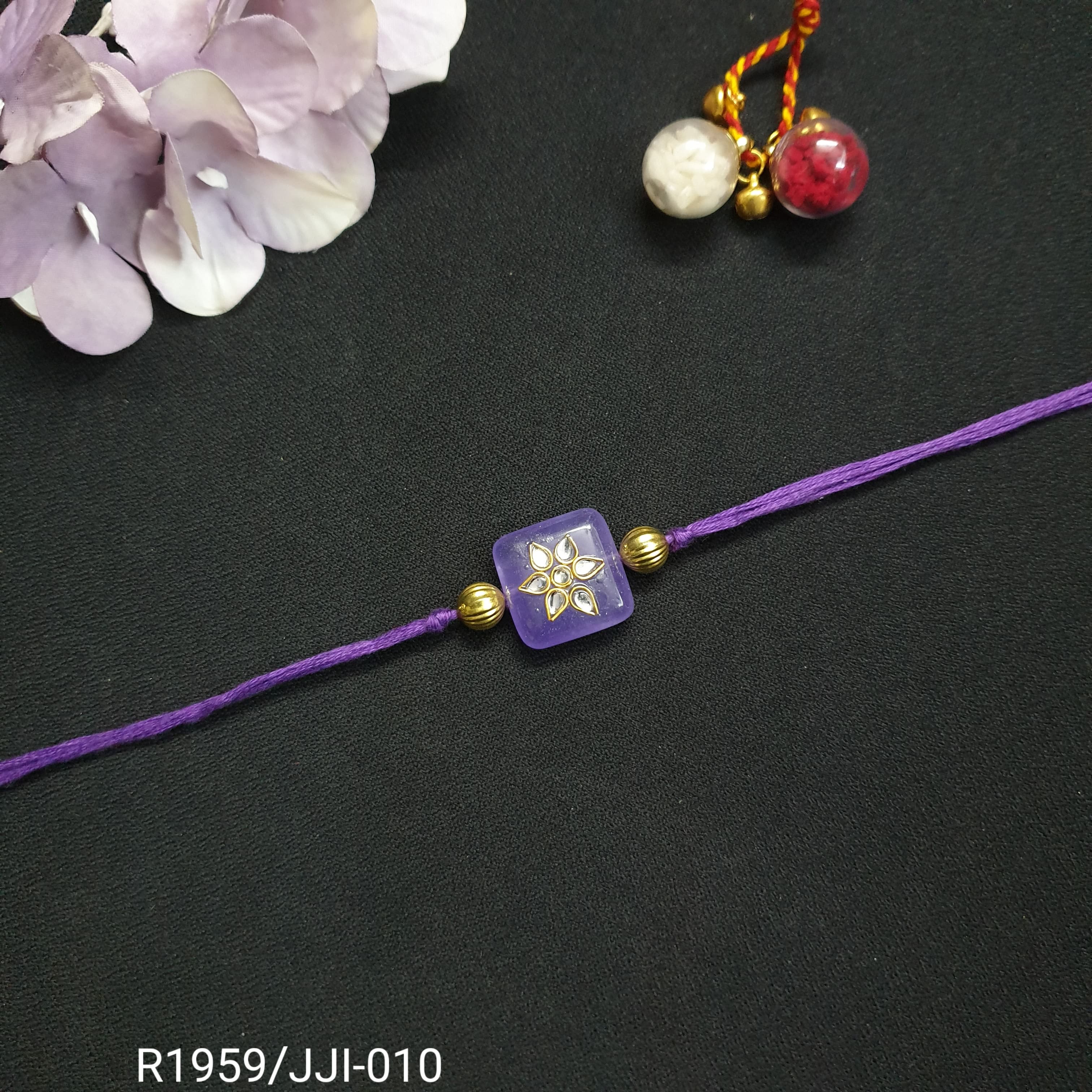 Purple Kundan Stone Rakhi (Pack of One)