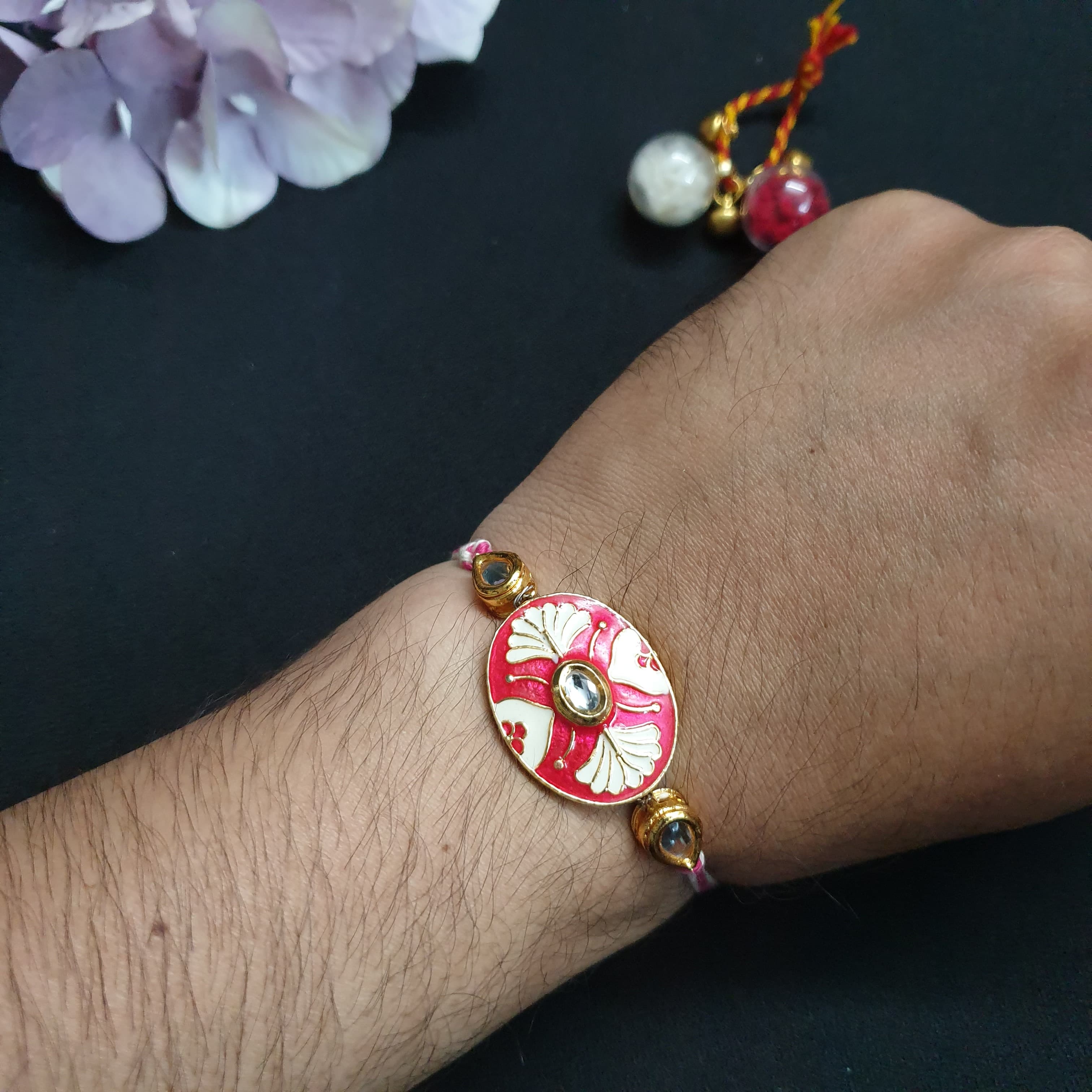 Pink Enamel Rakhi (Pack of One)