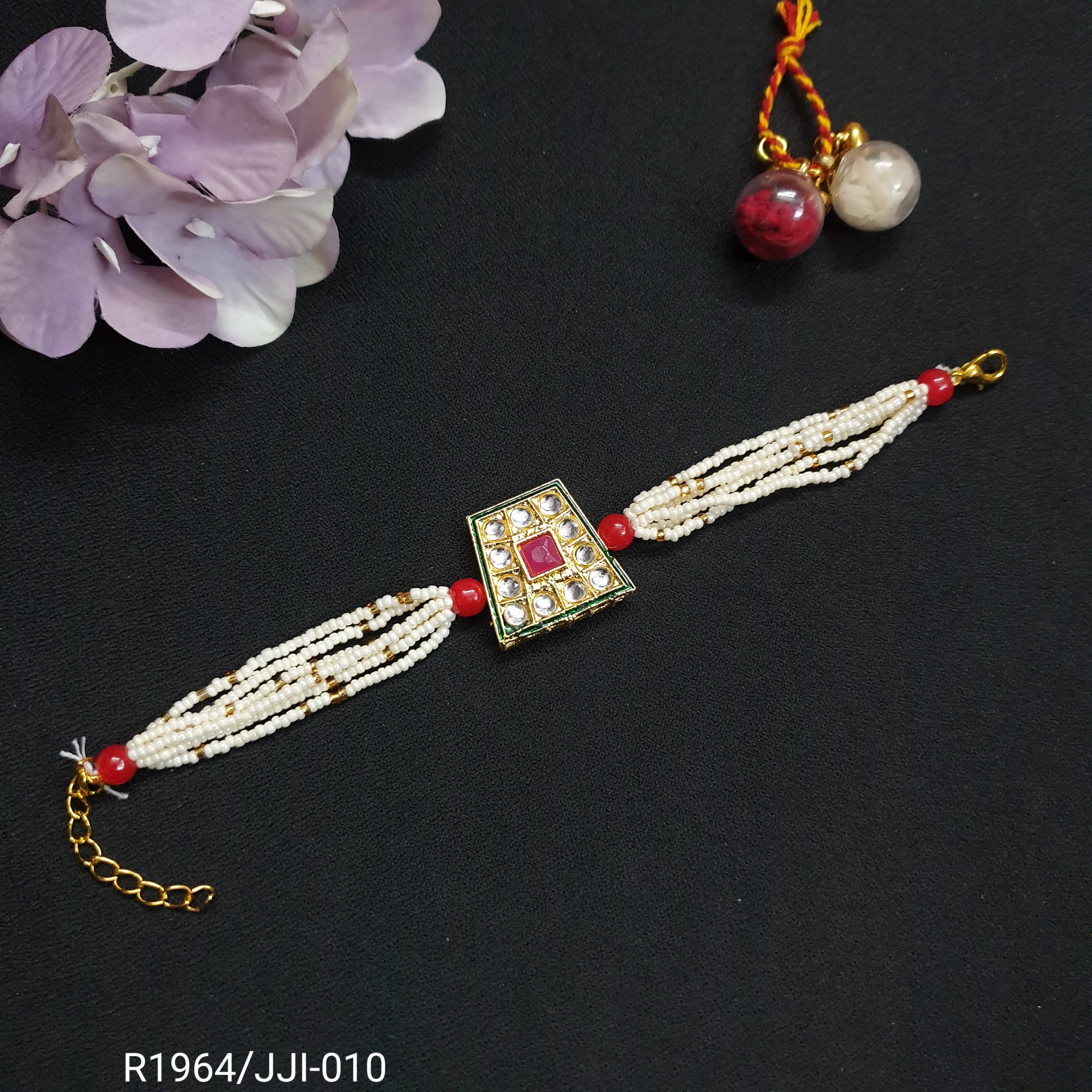 Kundan Pearl Seed Bead Bracelet (Pack of One)