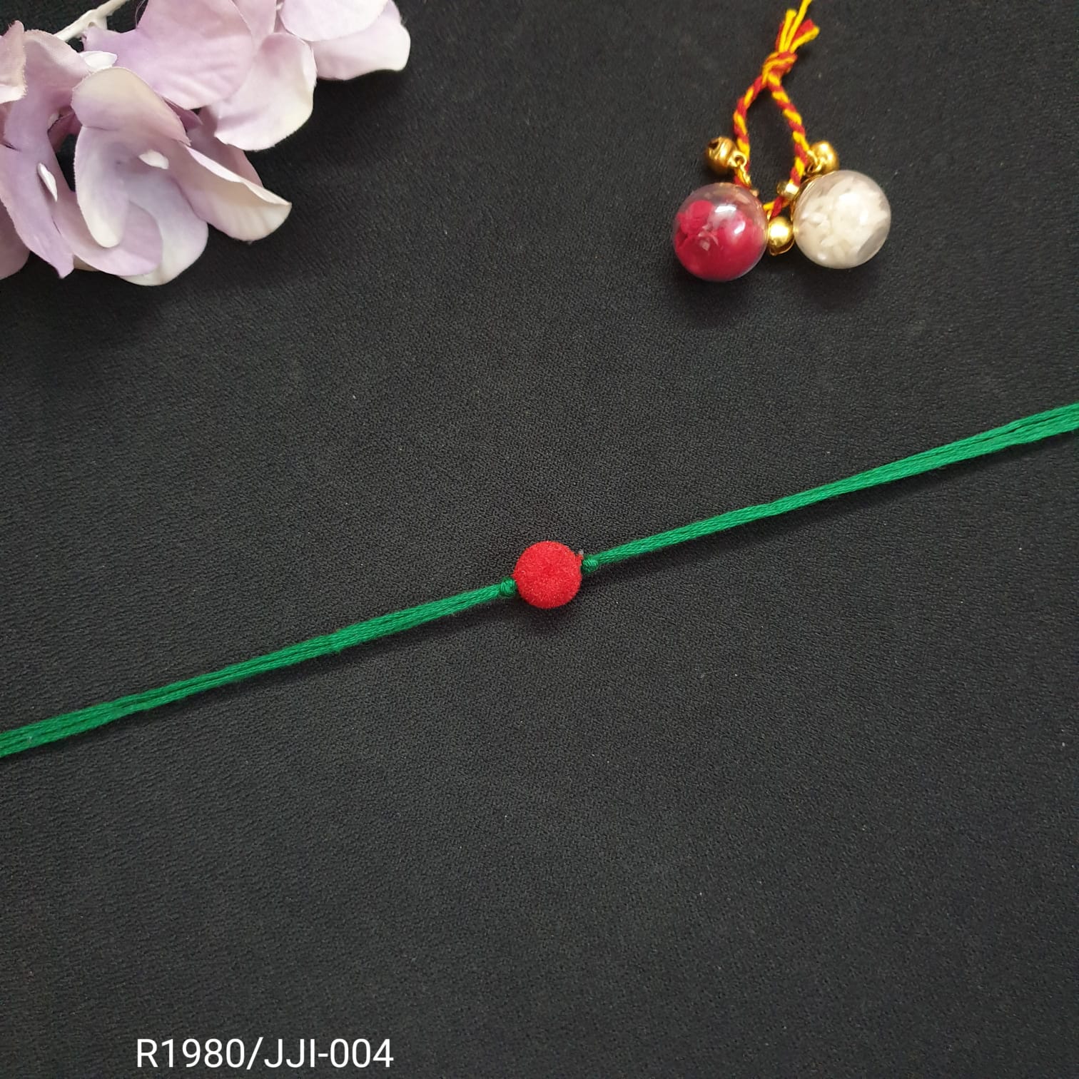 Red Velvet Beaded Rakhi (Pack of One)