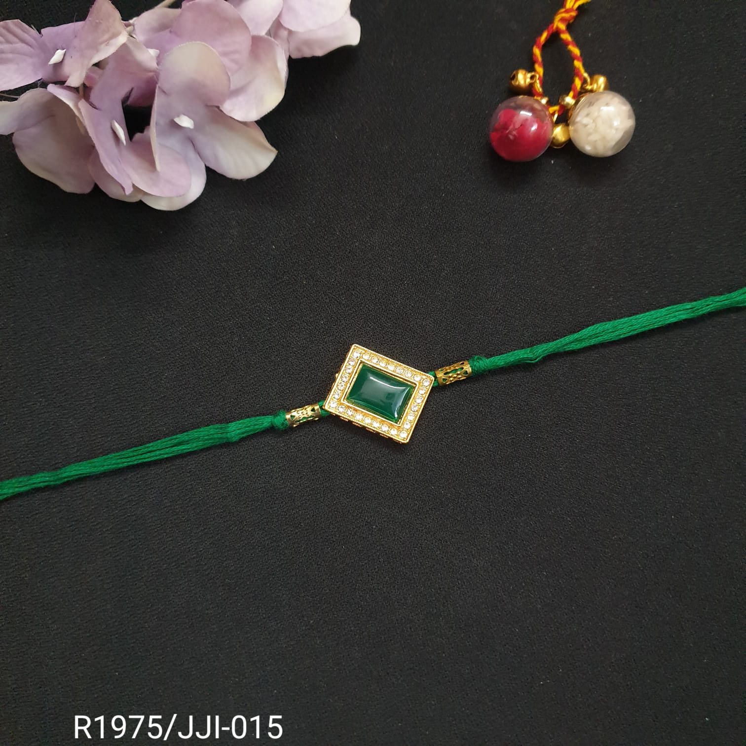 Emerald Stone AD Rakhi (Pack of One)