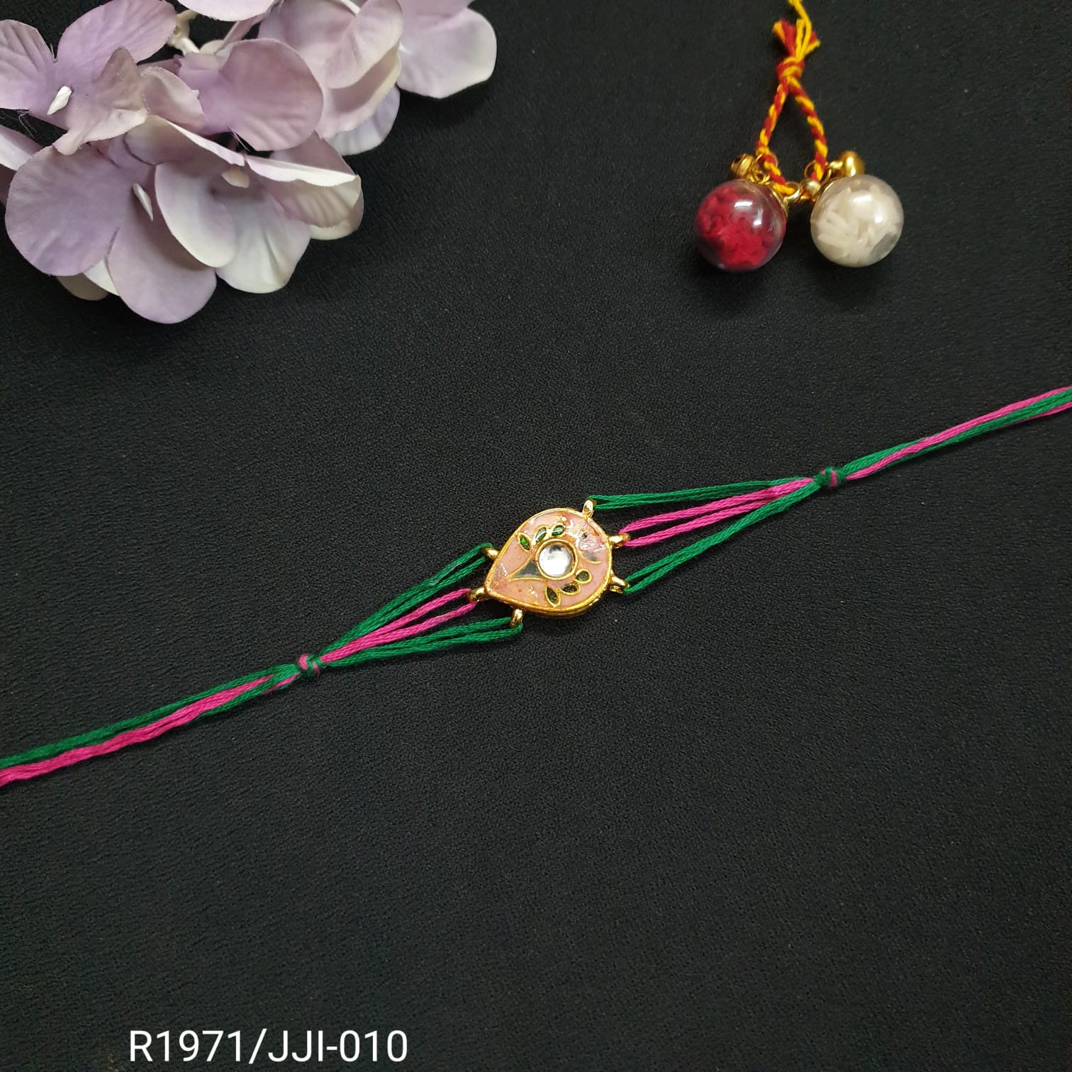 Pink Meenakari Drop Rakhi (Pack of One)