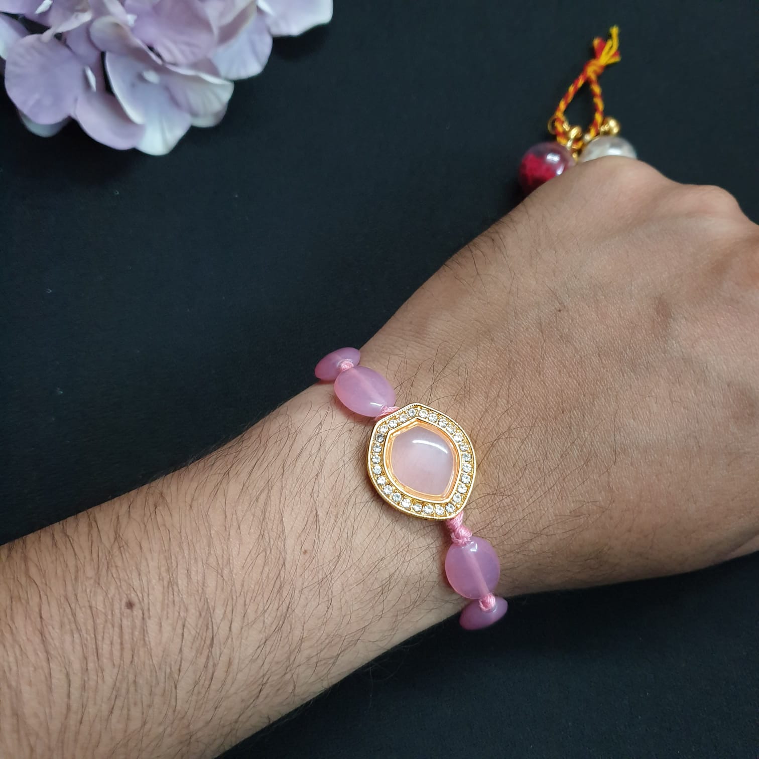 Pink Ad Stone Rakhi (Pack of One)