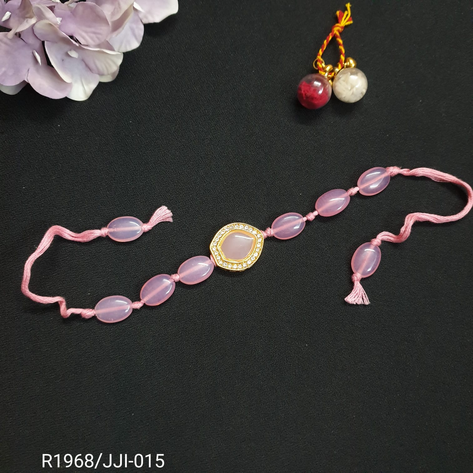 Pink Ad Stone Rakhi (Pack of One)