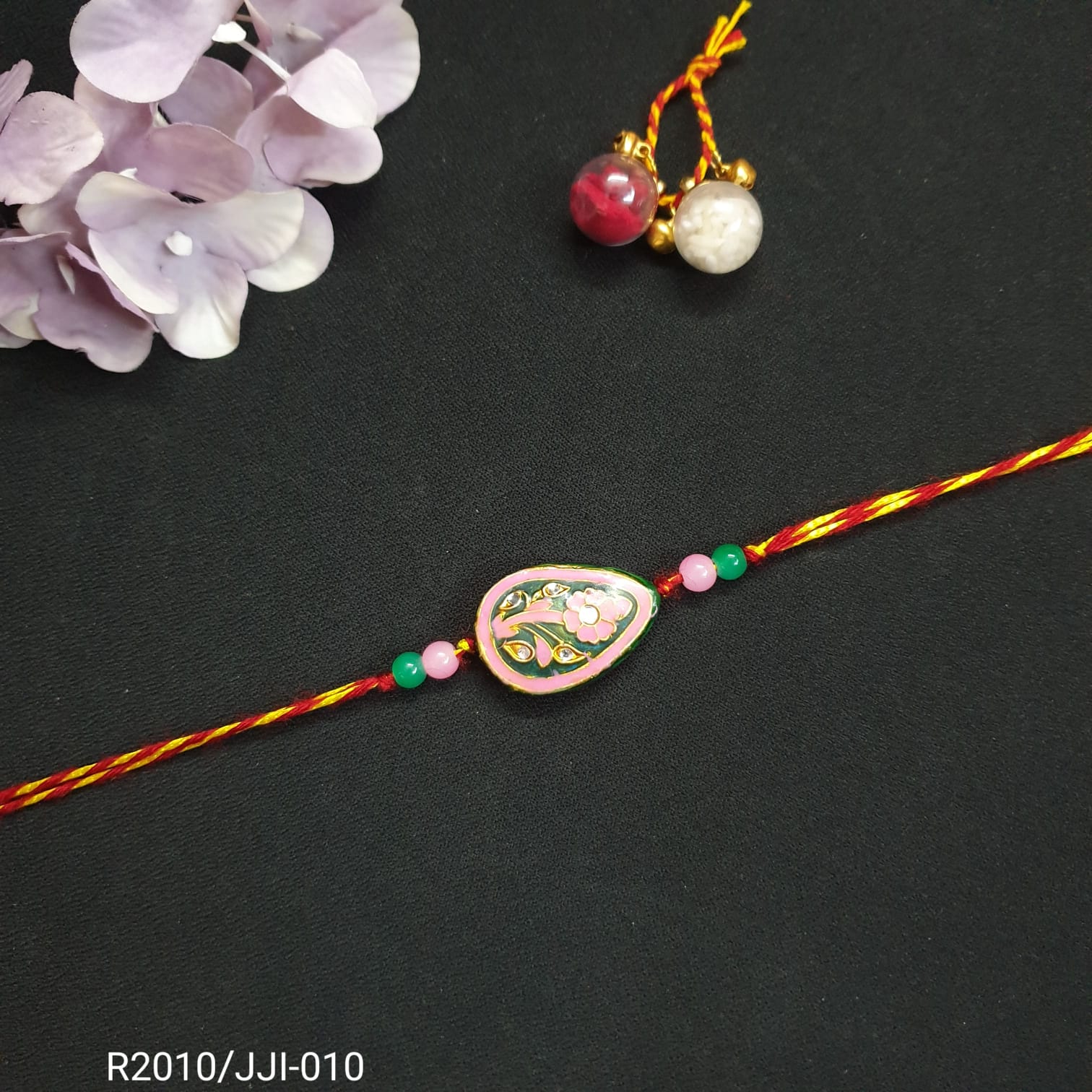 Grey Meenakari Floral Rakhi (Pack of One)
