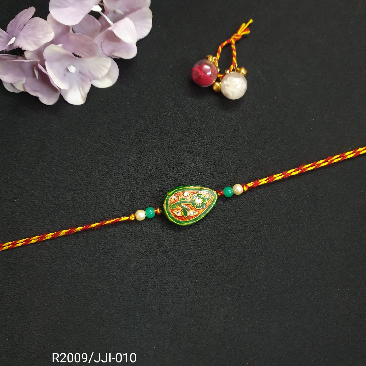 Red Meenakari Floral Rakhi (Pack of One)