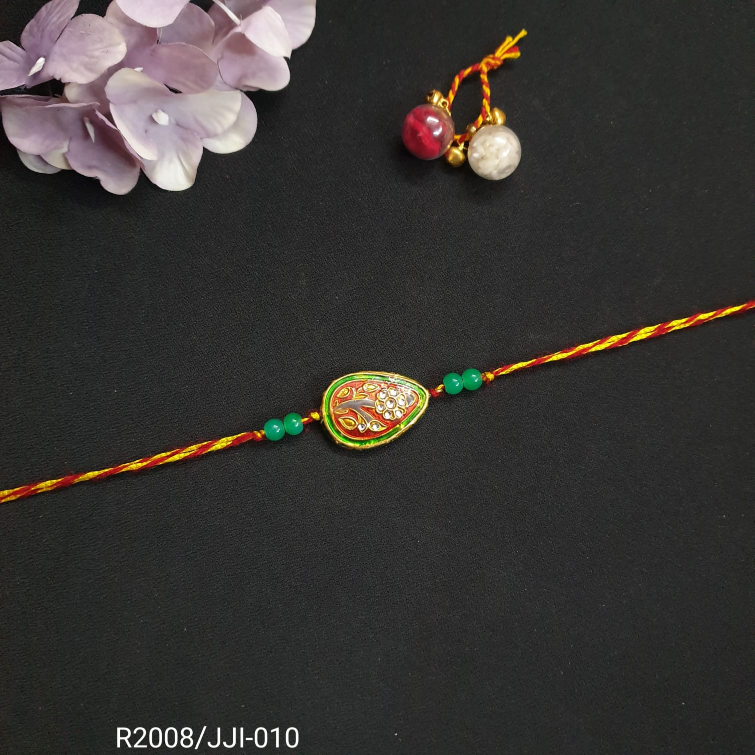 Green Meenakari Floral Rakhi (Pack of One)