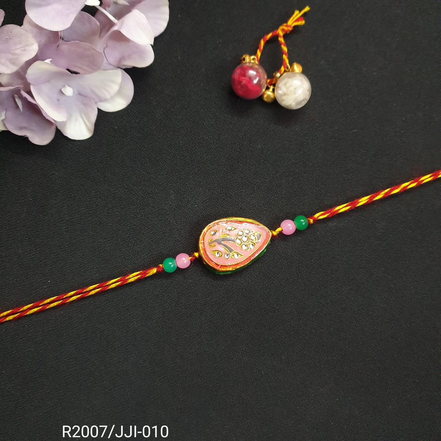 Pink Meenakari Drop Rakhi (Pack of One)