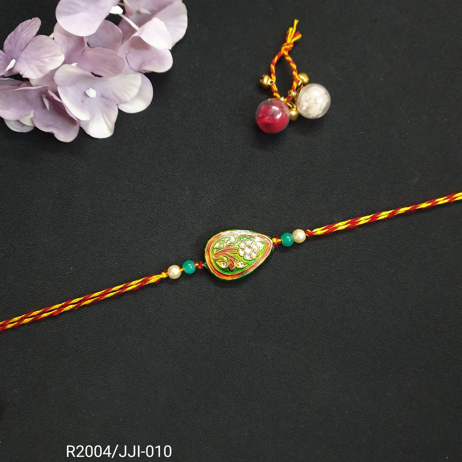 Red Meenakari Drop Rakhi (Pack of One)